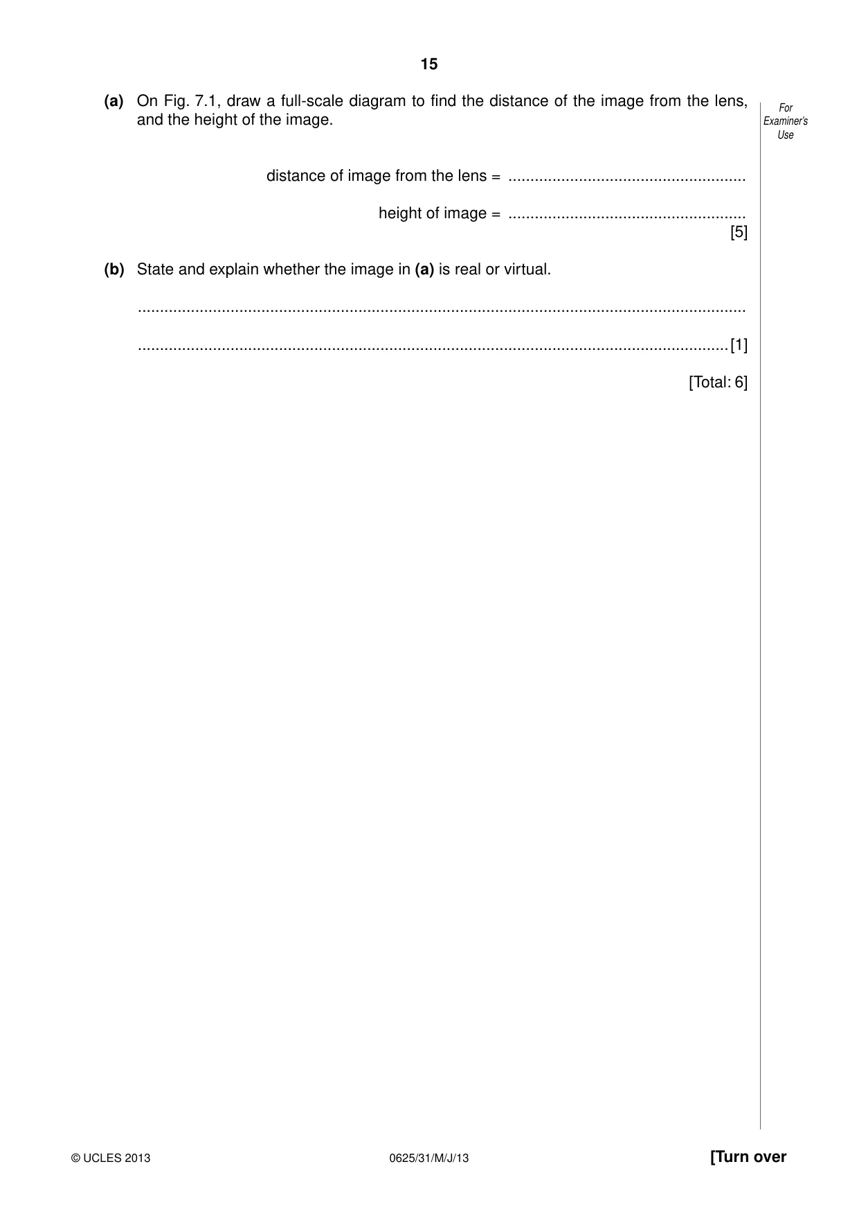 Cambridge IGCSE Physics 0625 2013 May/June Paper 3 · Variant 1 question paper, page 15 of 20
