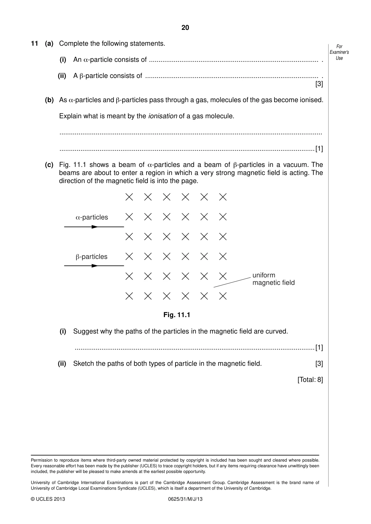 Cambridge IGCSE Physics 0625 2013 May/June Paper 3 · Variant 1 question paper, page 20 of 20