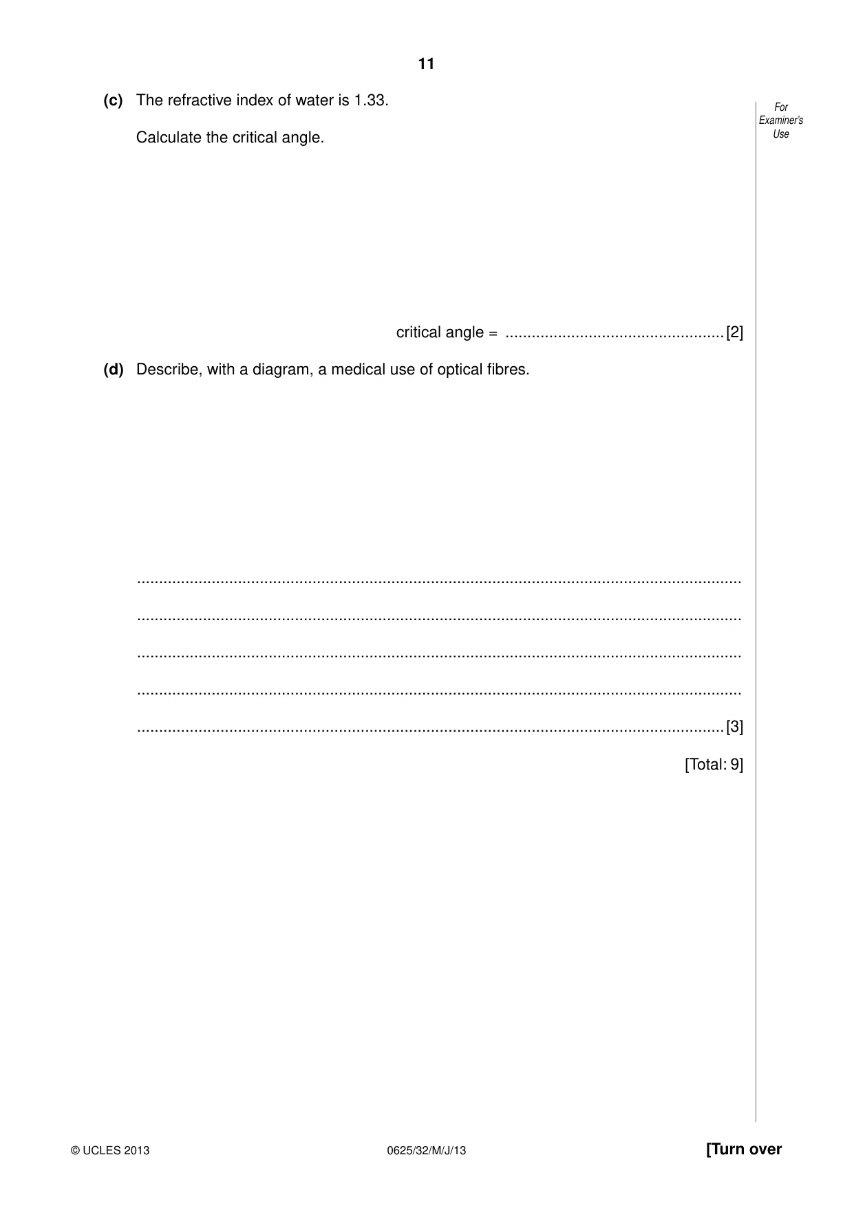 Cambridge IGCSE Physics 0625 2013 May/June Paper 3 · Variant 2 question paper, page 11 of 20
