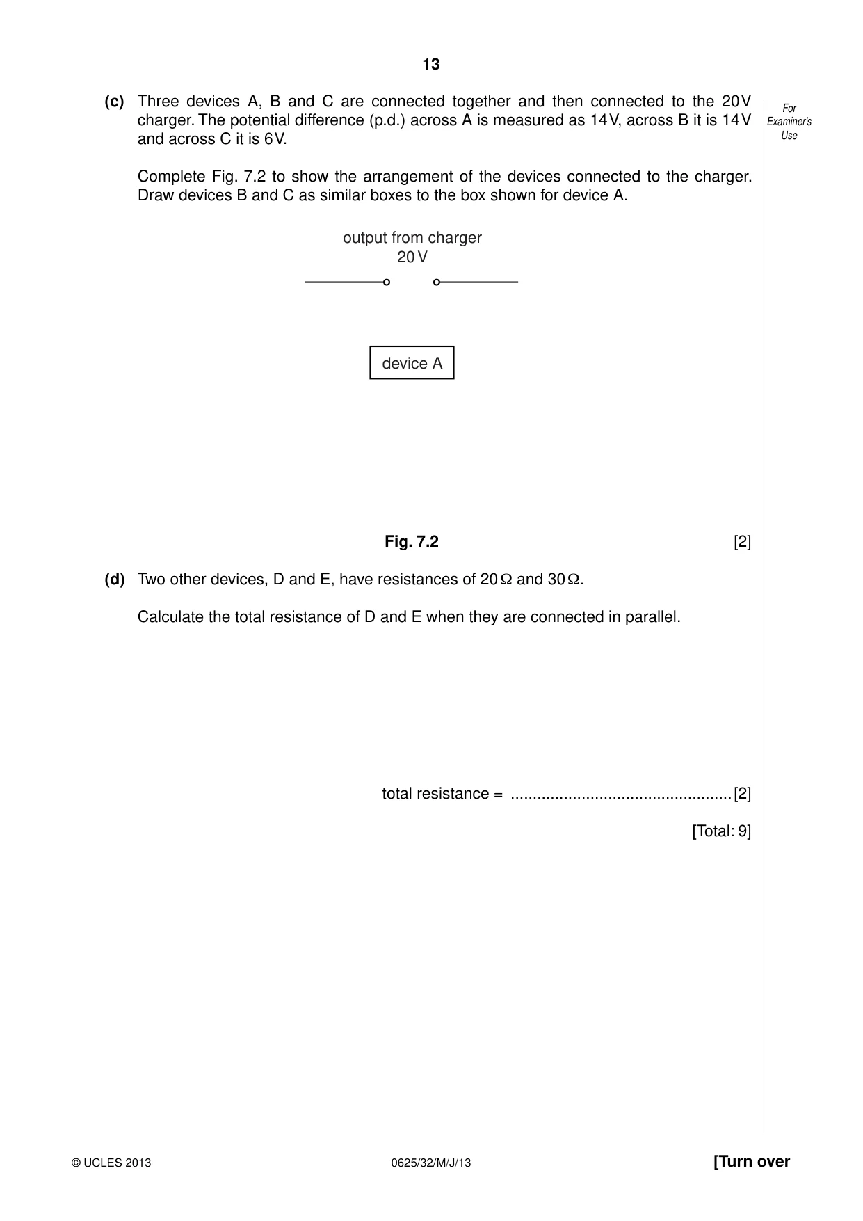 Cambridge IGCSE Physics 0625 2013 May/June Paper 3 · Variant 2 question paper, page 13 of 20