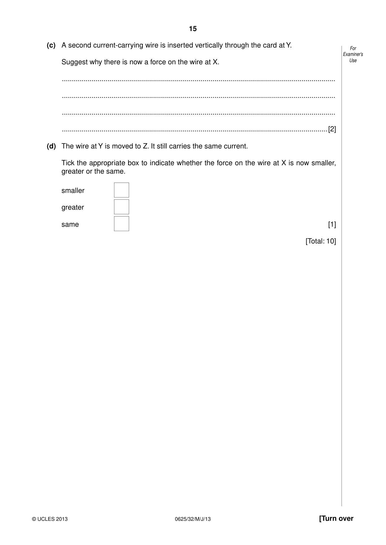 Cambridge IGCSE Physics 0625 2013 May/June Paper 3 · Variant 2 question paper, page 15 of 20