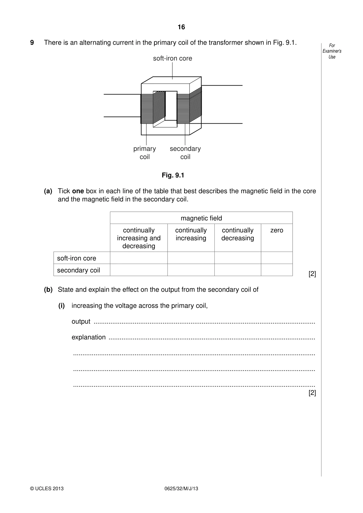 Cambridge IGCSE Physics 0625 2013 May/June Paper 3 · Variant 2 question paper, page 16 of 20