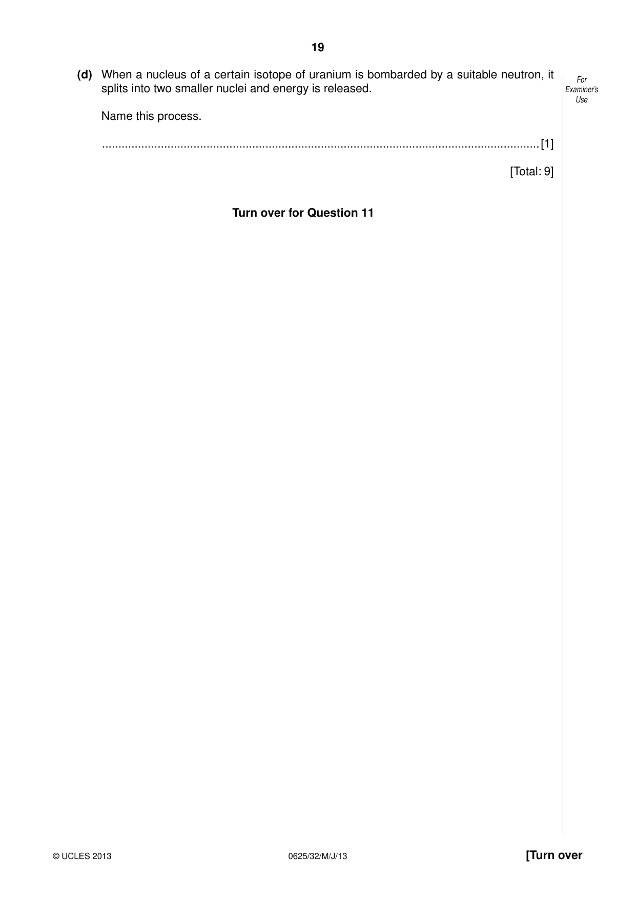Cambridge IGCSE Physics 0625 2013 May/June Paper 3 · Variant 2 question paper, page 19 of 20