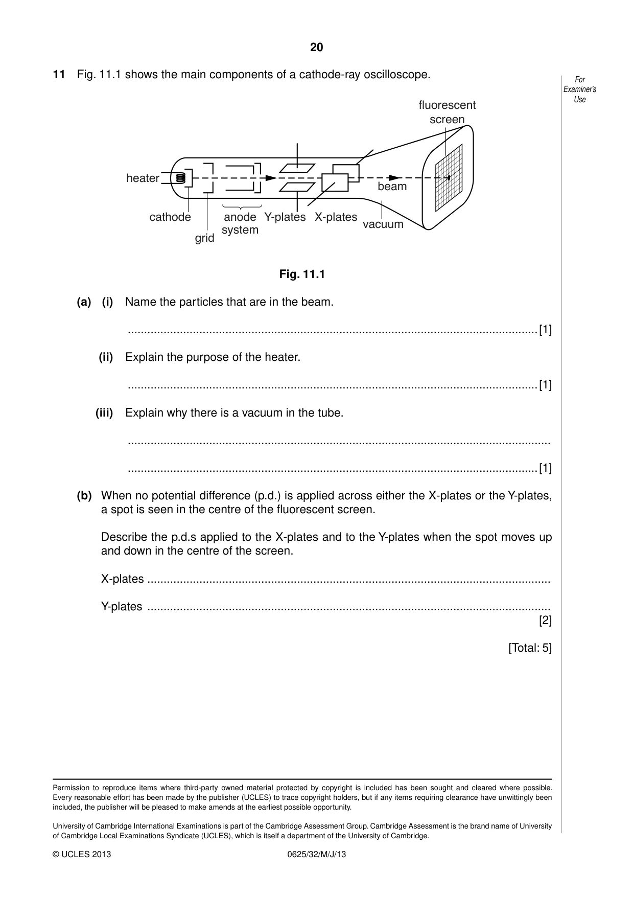 Cambridge IGCSE Physics 0625 2013 May/June Paper 3 · Variant 2 question paper, page 20 of 20