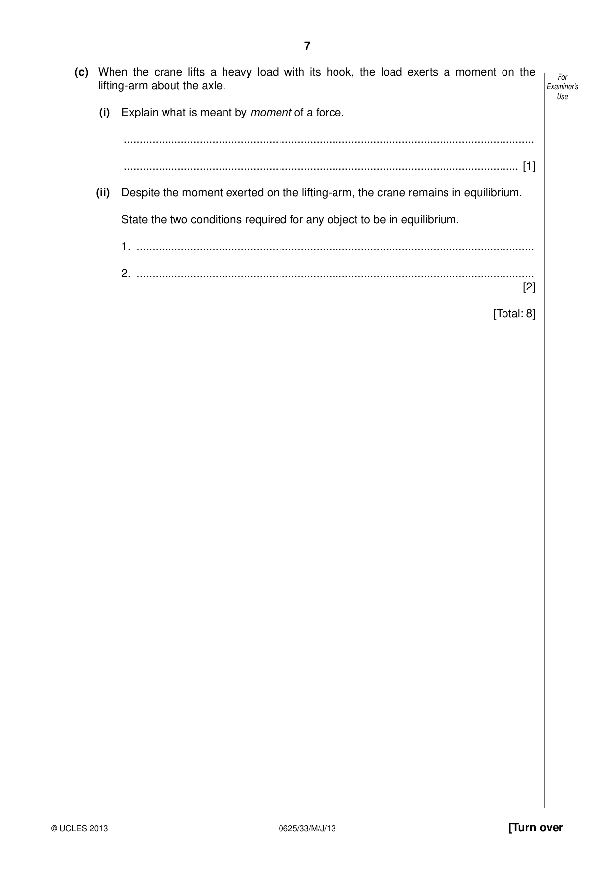 Cambridge IGCSE Physics 0625 2013 May/June Paper 3 · Variant 3 question paper, page 7 of 16