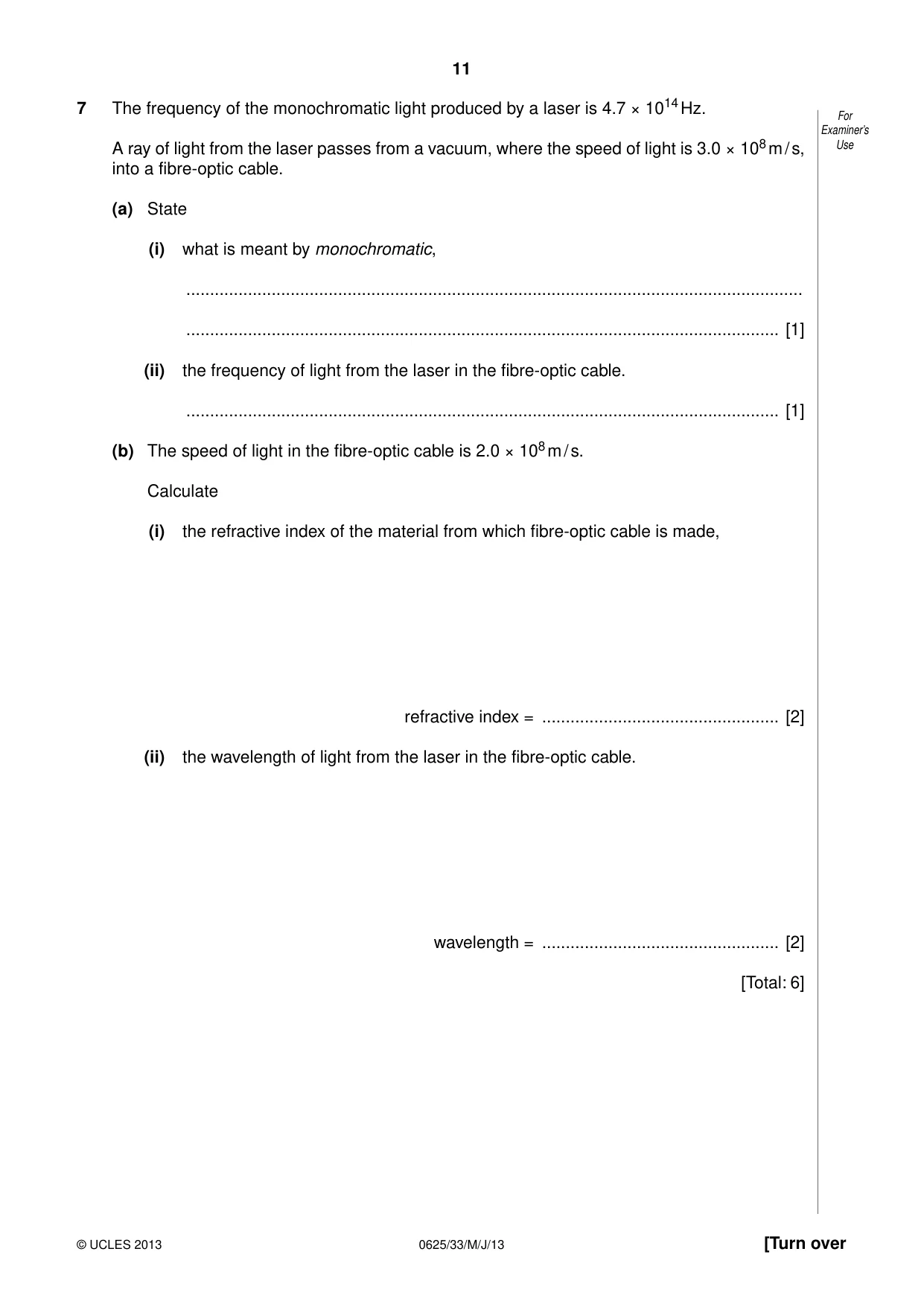 Cambridge IGCSE Physics 0625 2013 May/June Paper 3 · Variant 3 question paper, page 11 of 16