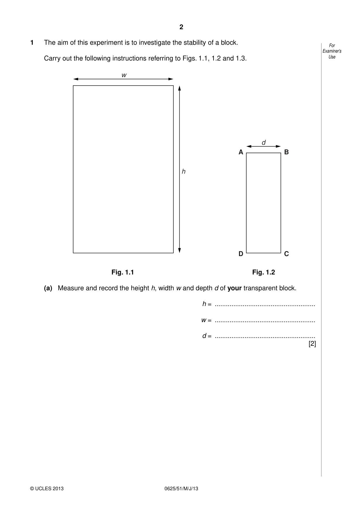 Cambridge IGCSE Physics 0625 2013 May/June Paper 5 · Variant 1 question paper, page 2 of 16