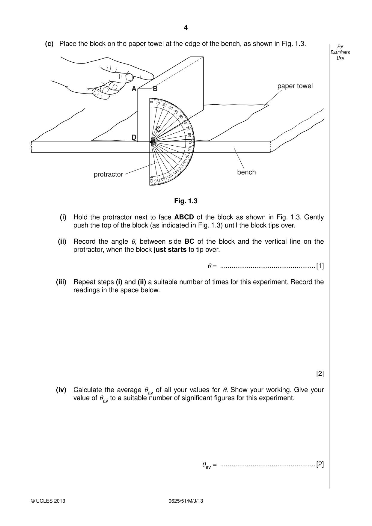 Cambridge IGCSE Physics 0625 2013 May/June Paper 5 · Variant 1 question paper, page 4 of 16