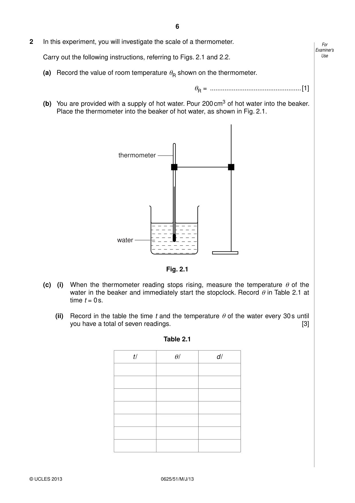 Cambridge IGCSE Physics 0625 2013 May/June Paper 5 · Variant 1 question paper, page 6 of 16