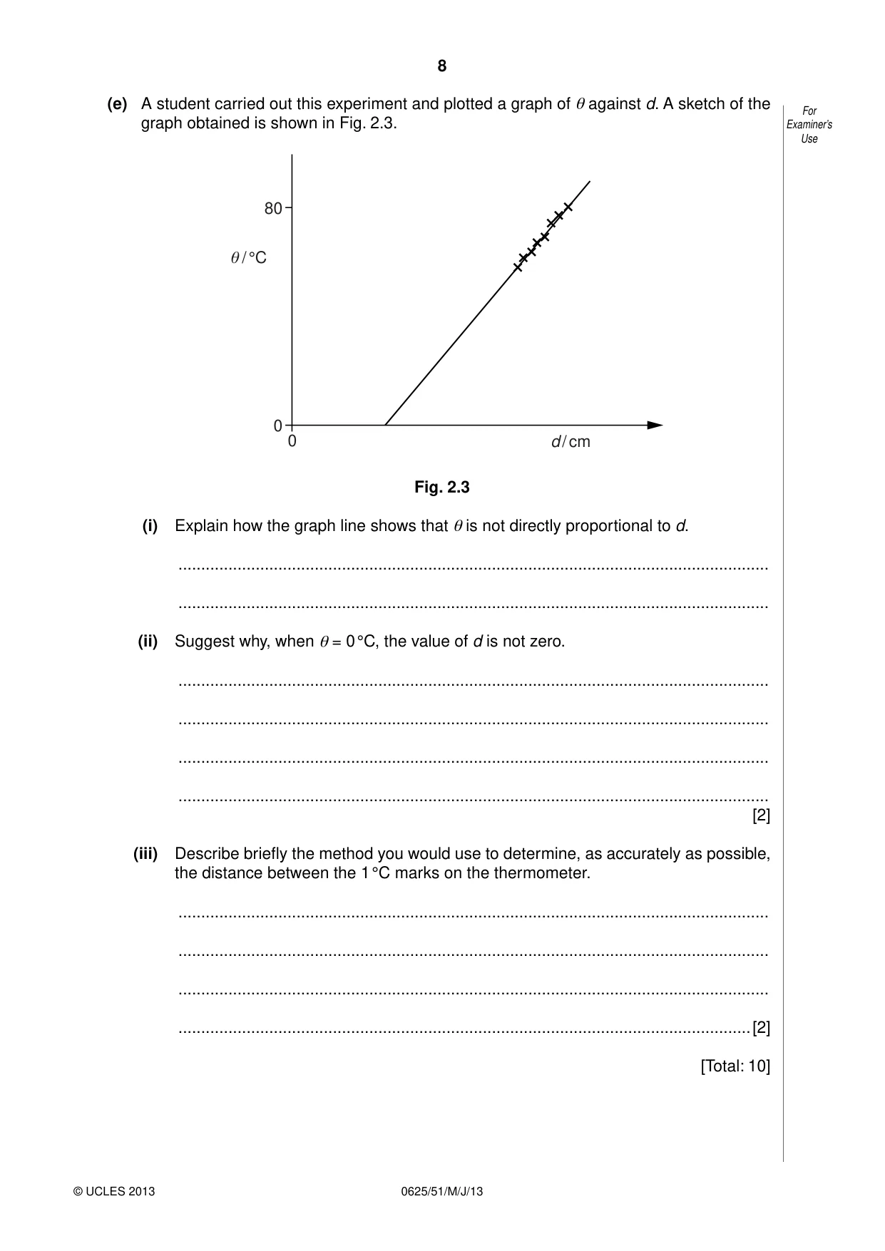 Cambridge IGCSE Physics 0625 2013 May/June Paper 5 · Variant 1 question paper, page 8 of 16