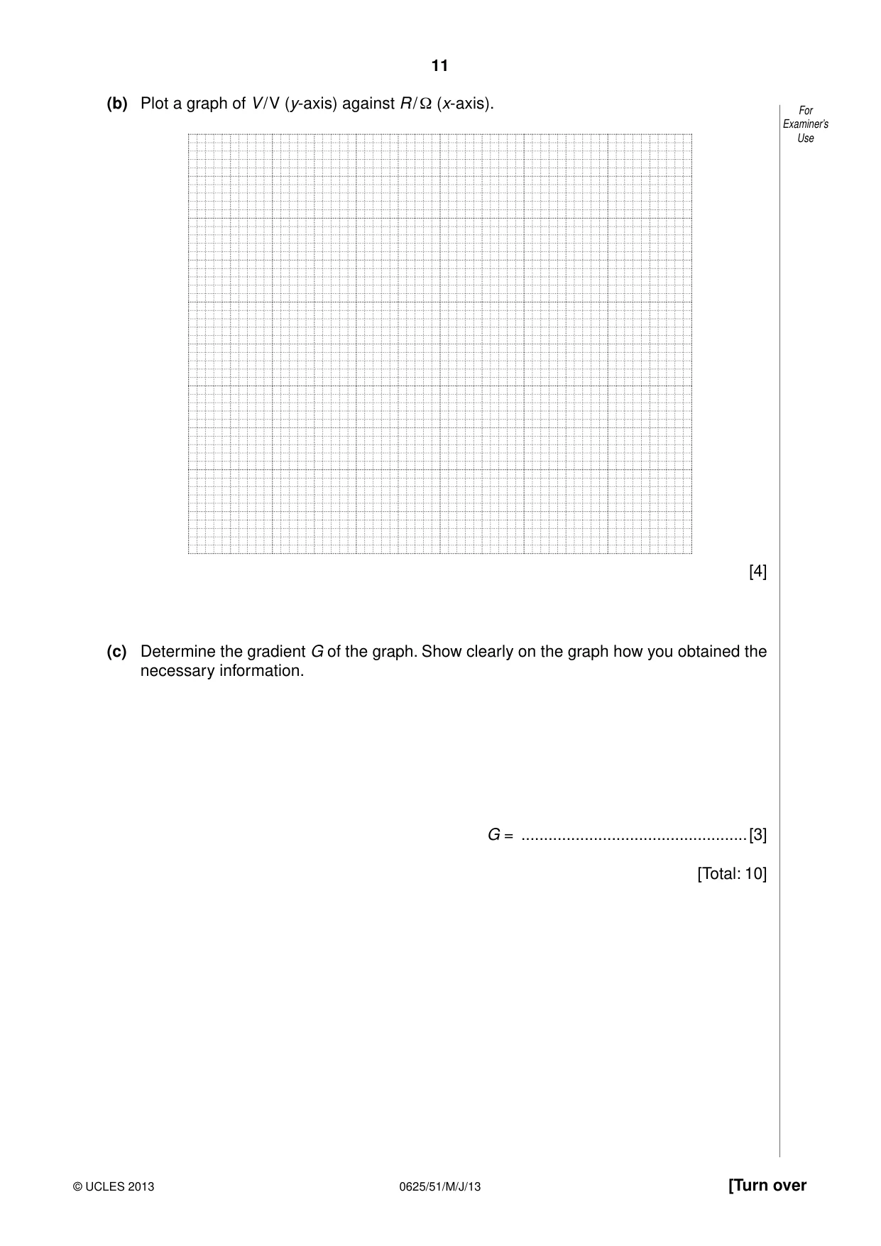 Cambridge IGCSE Physics 0625 2013 May/June Paper 5 · Variant 1 question paper, page 11 of 16