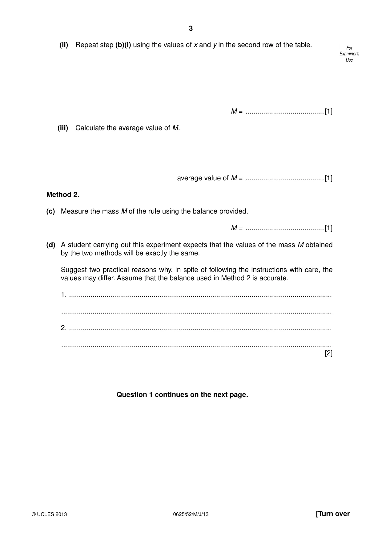 Cambridge IGCSE Physics 0625 2013 May/June Paper 5 · Variant 2 question paper, page 3 of 12
