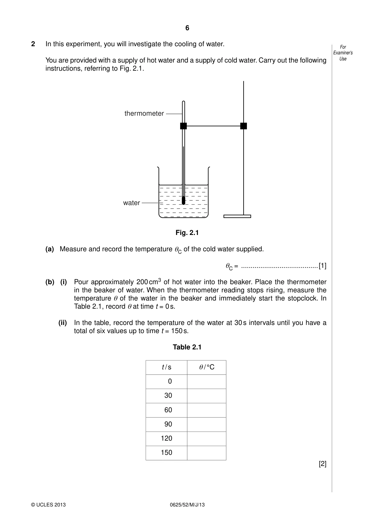 Cambridge IGCSE Physics 0625 2013 May/June Paper 5 · Variant 2 question paper, page 6 of 12