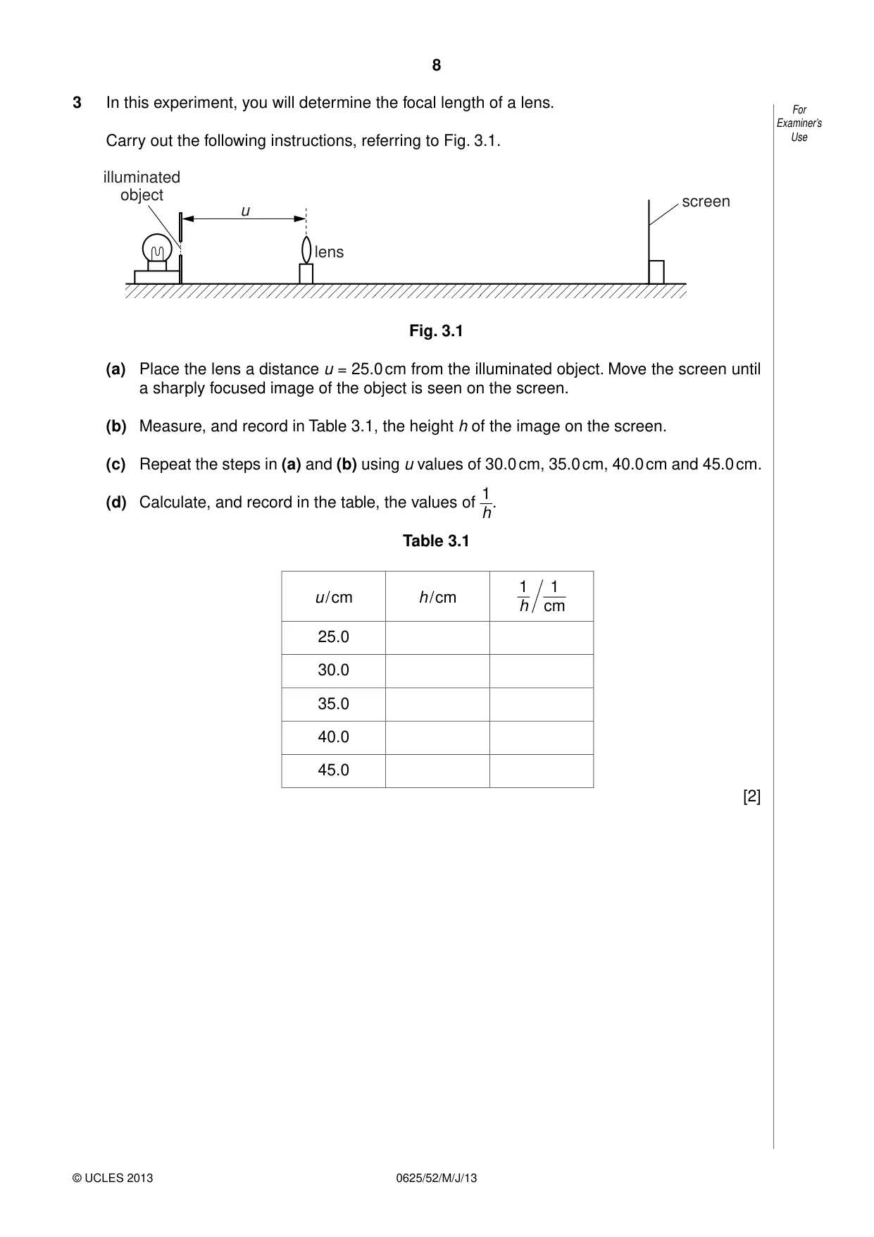 Cambridge IGCSE Physics 0625 2013 May/June Paper 5 · Variant 2 question paper, page 8 of 12