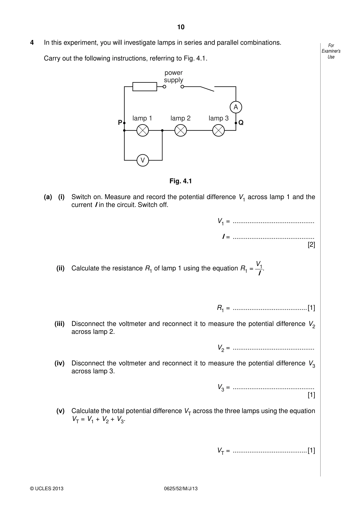 Cambridge IGCSE Physics 0625 2013 May/June Paper 5 · Variant 2 question paper, page 10 of 12