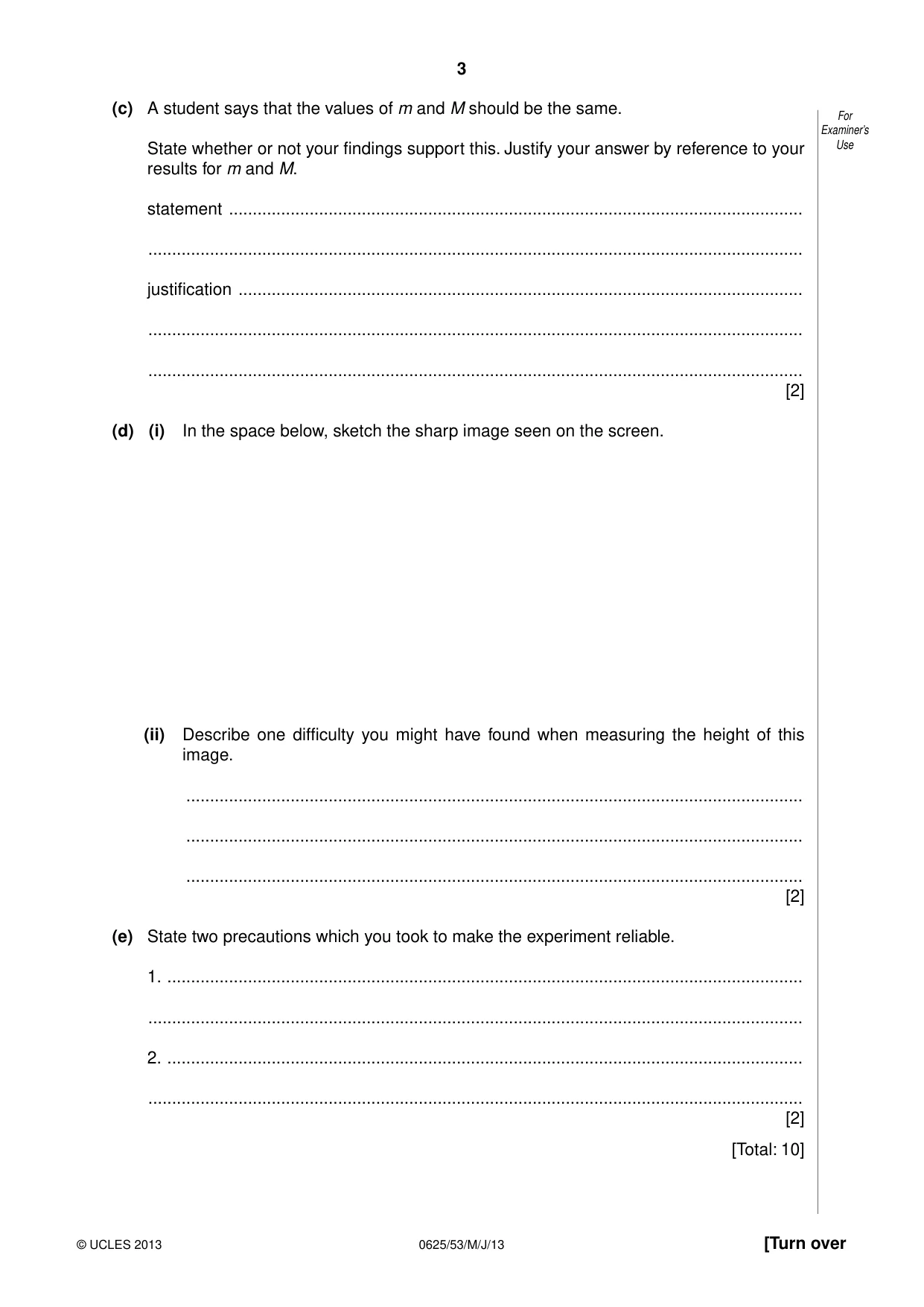 Cambridge IGCSE Physics 0625 2013 May/June Paper 5 · Variant 3 question paper, page 3 of 12