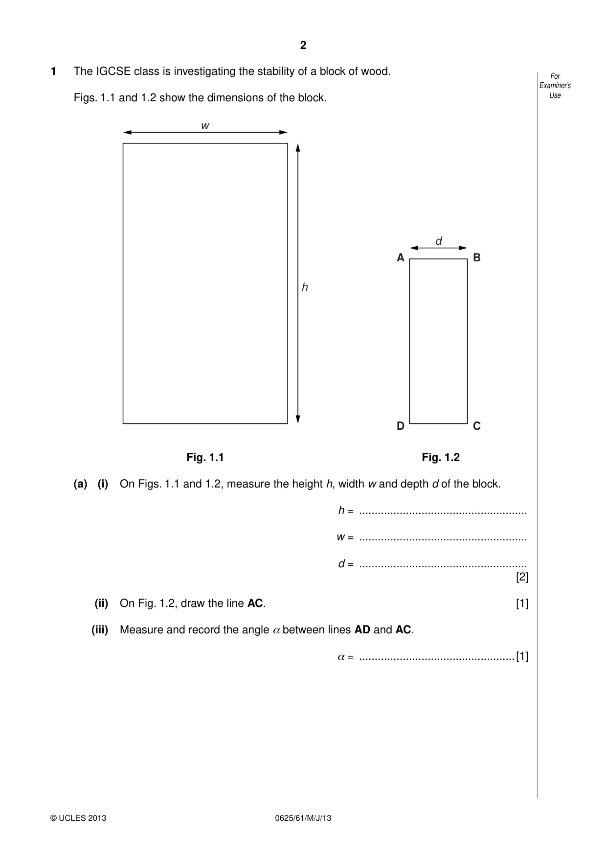 Cambridge IGCSE Physics 0625 2013 May/June Paper 6 · Variant 1 question paper, page 2 of 12