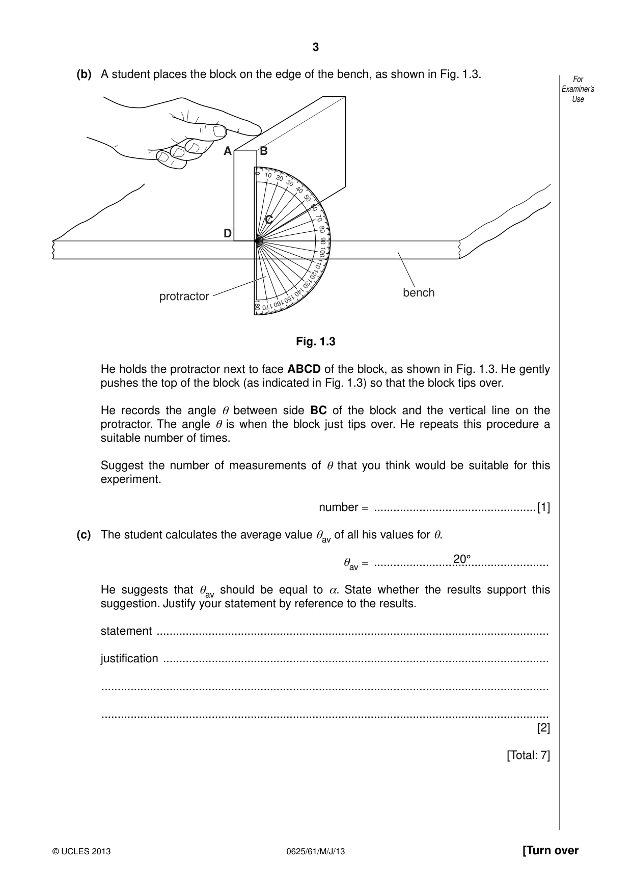 Cambridge IGCSE Physics 0625 2013 May/June Paper 6 · Variant 1 question paper, page 3 of 12