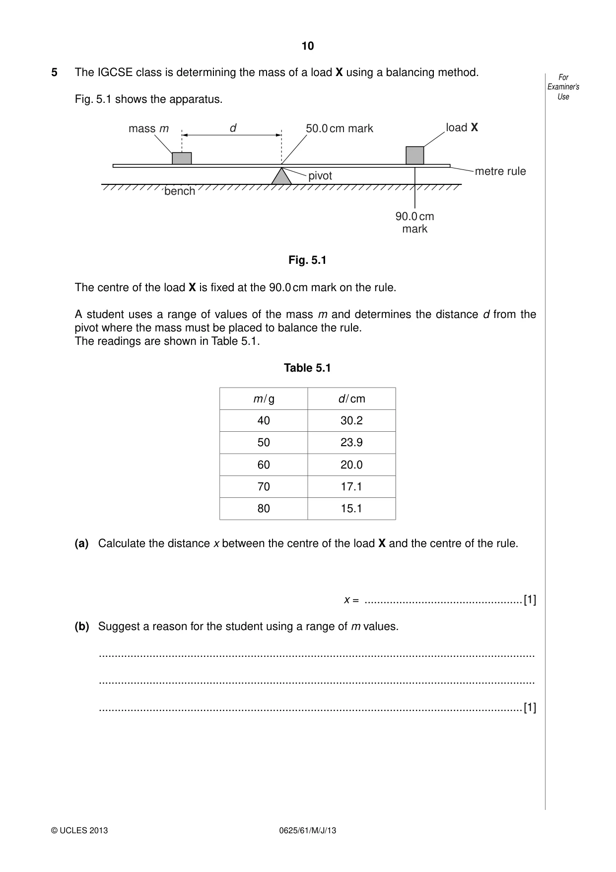 Cambridge IGCSE Physics 0625 2013 May/June Paper 6 · Variant 1 question paper, page 10 of 12