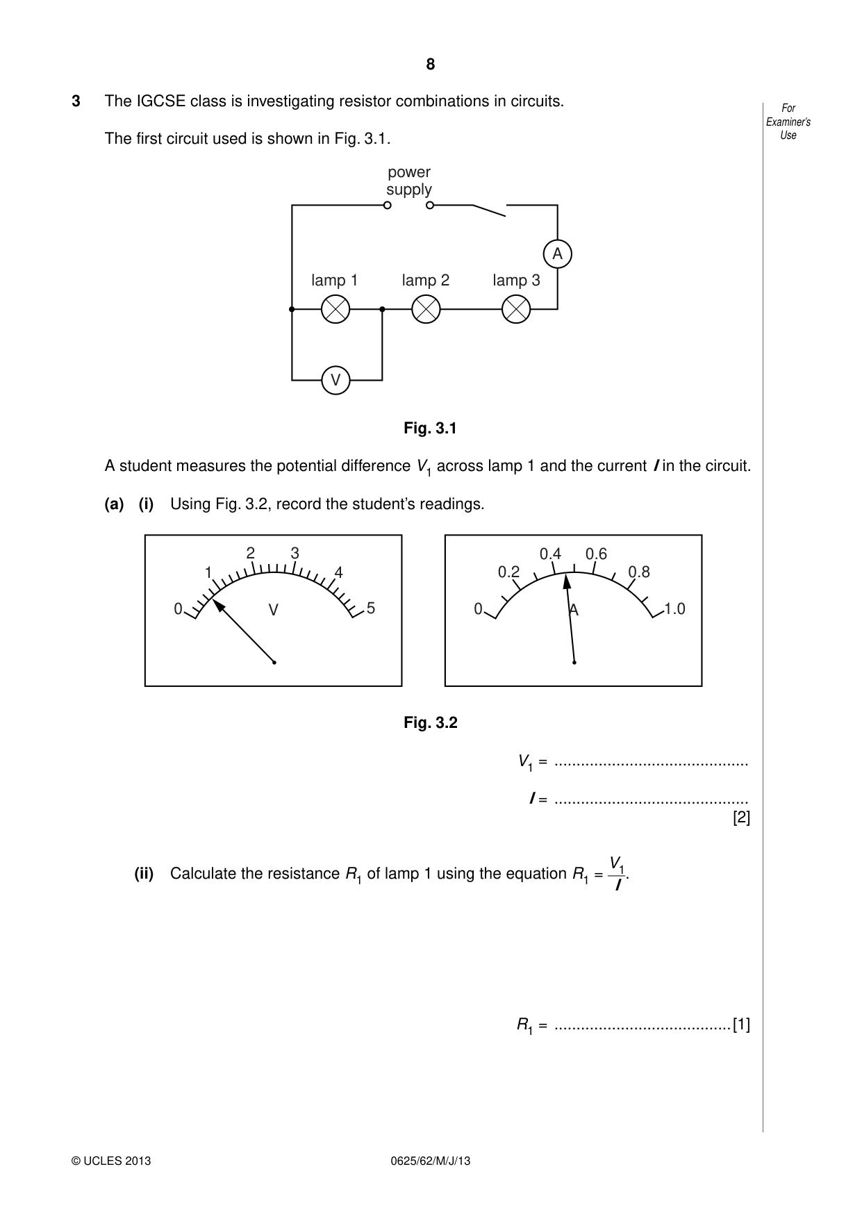 Cambridge IGCSE Physics 0625 2013 May/June Paper 6 · Variant 2 question paper, page 8 of 16