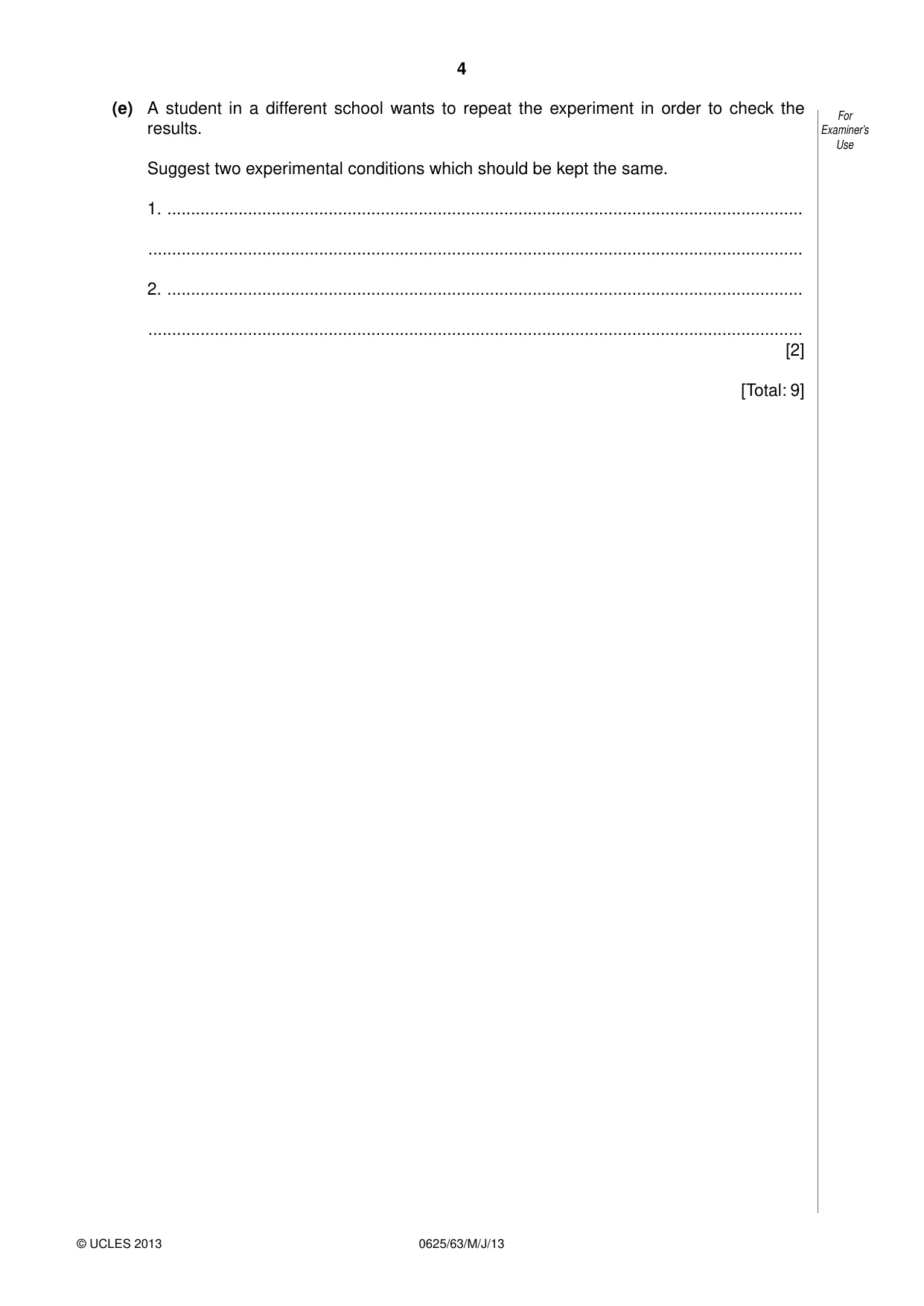 Cambridge IGCSE Physics 0625 2013 May/June Paper 6 · Variant 3 question paper, page 4 of 16