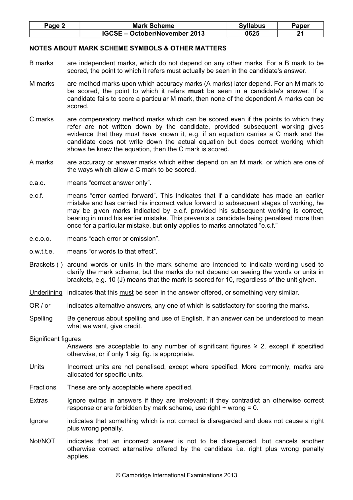 Mark scheme, page 2 of 6