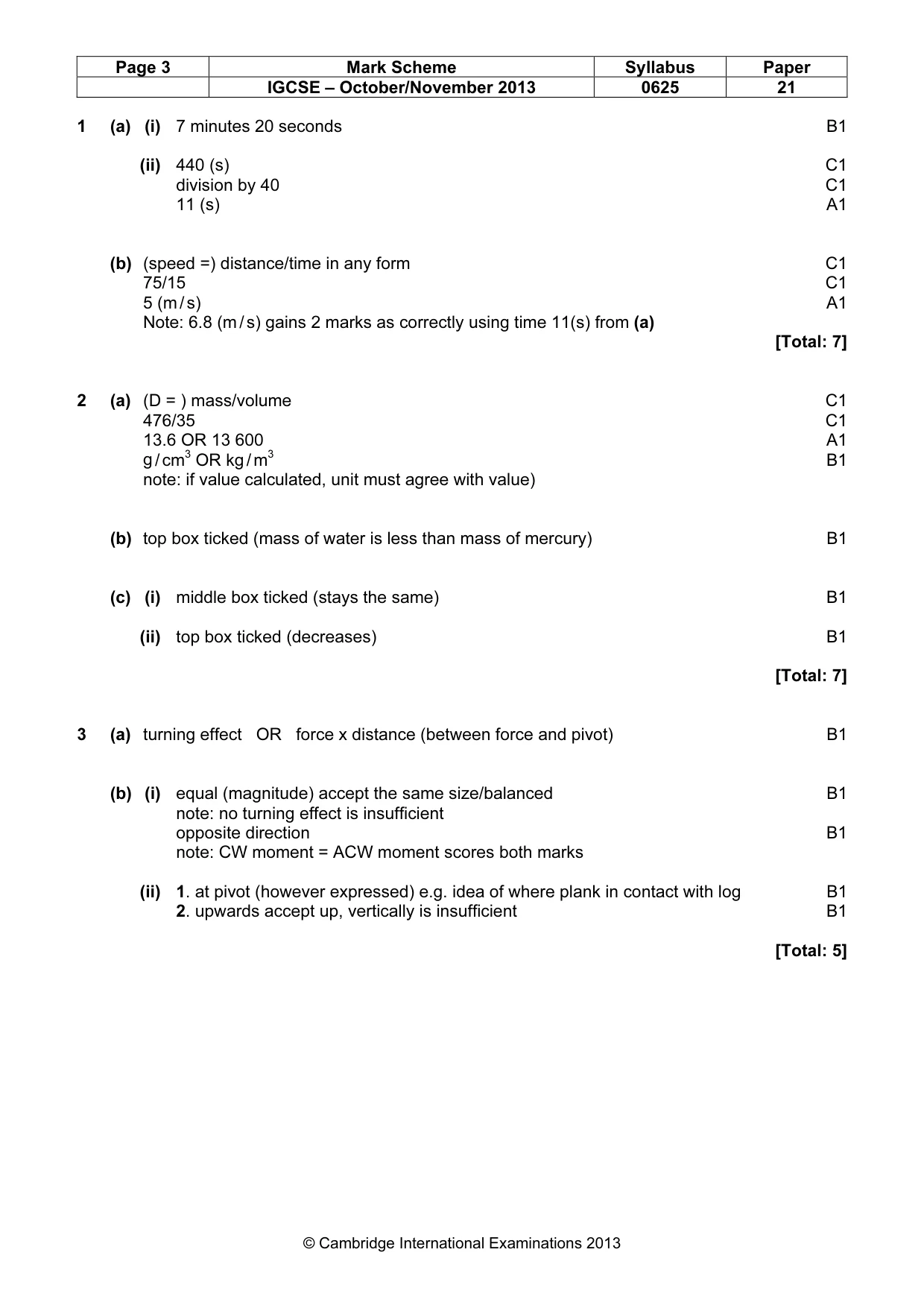 Mark scheme, page 3 of 6