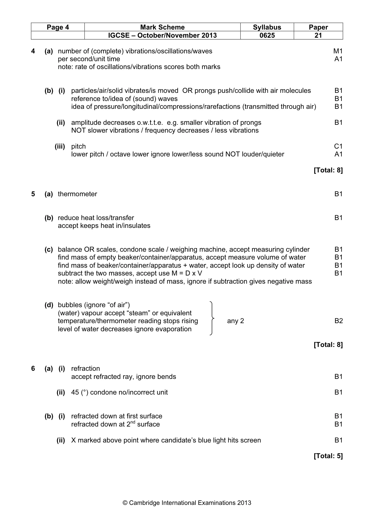 Mark scheme, page 4 of 6