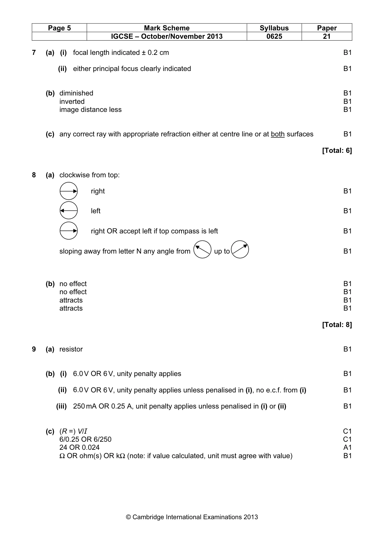 Mark scheme, page 5 of 6