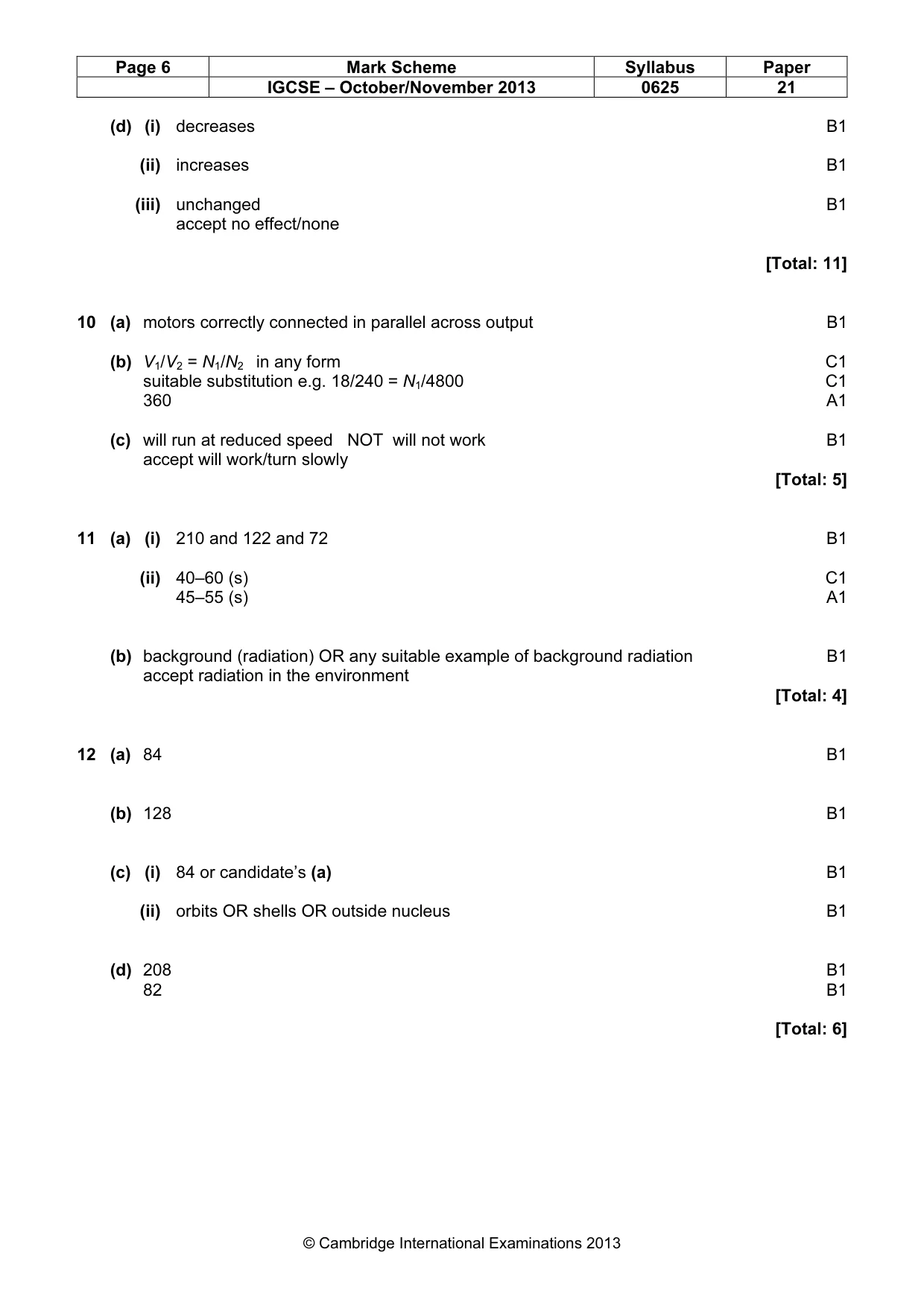 Mark scheme, page 6 of 6