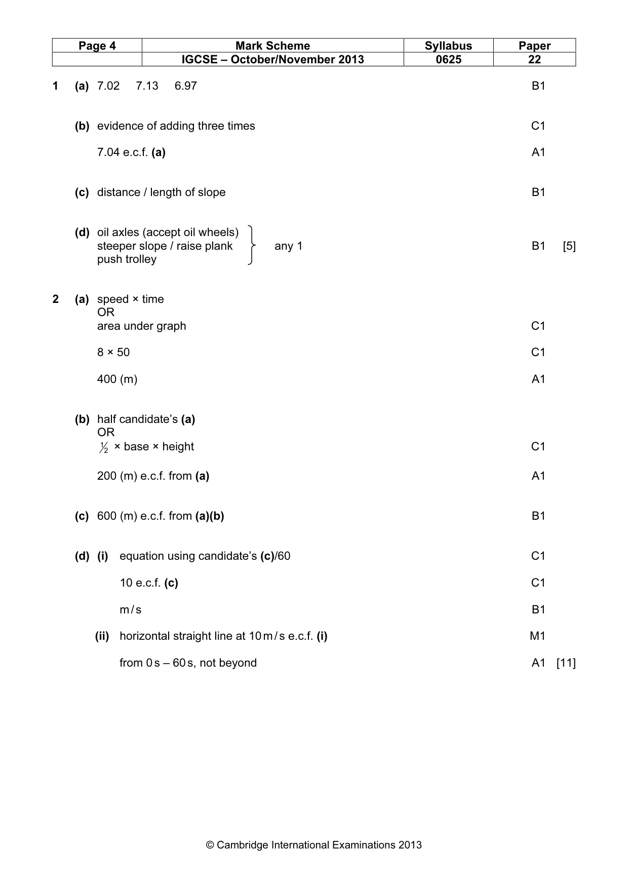 Mark scheme, page 4 of 8