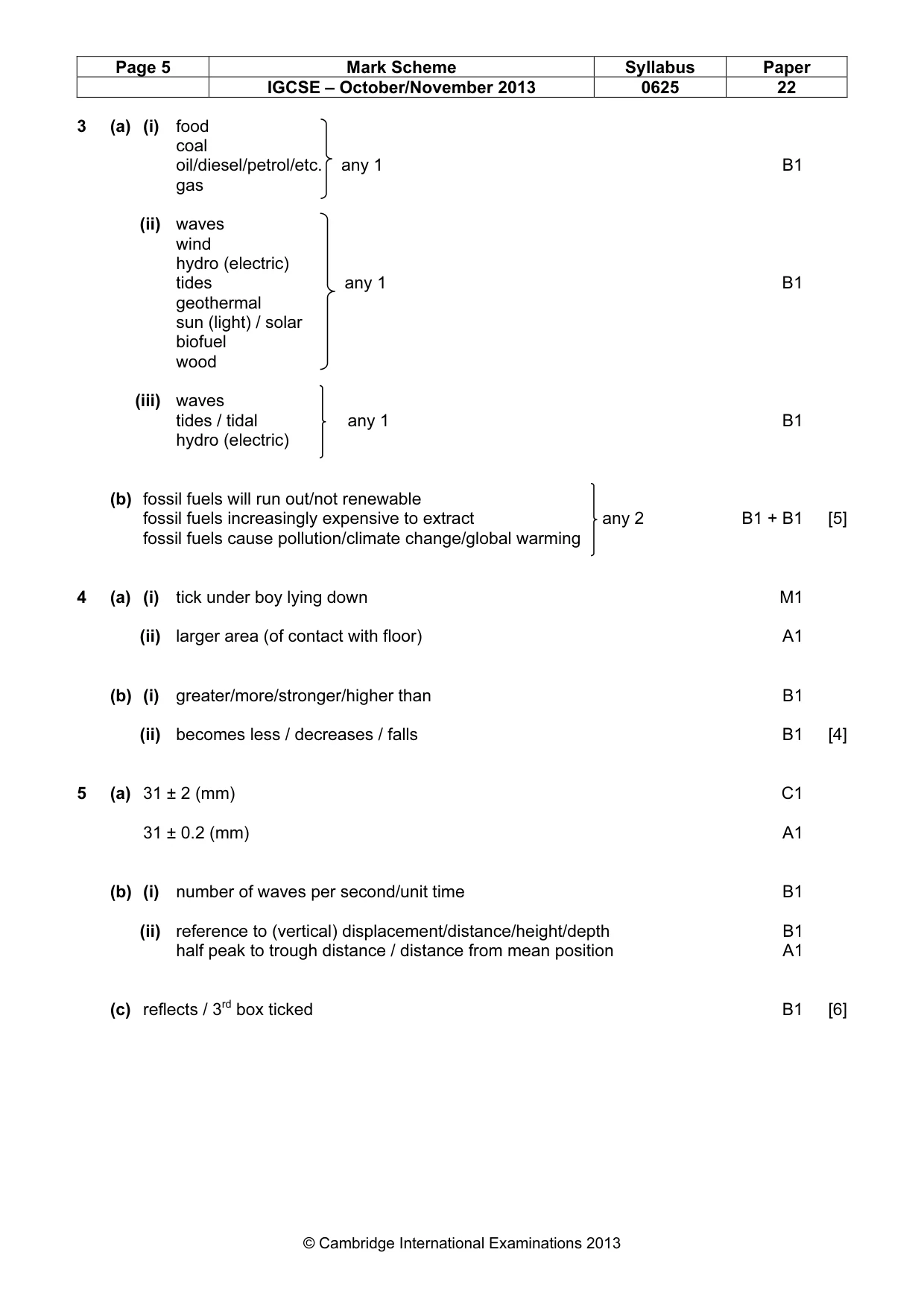 Mark scheme, page 5 of 8