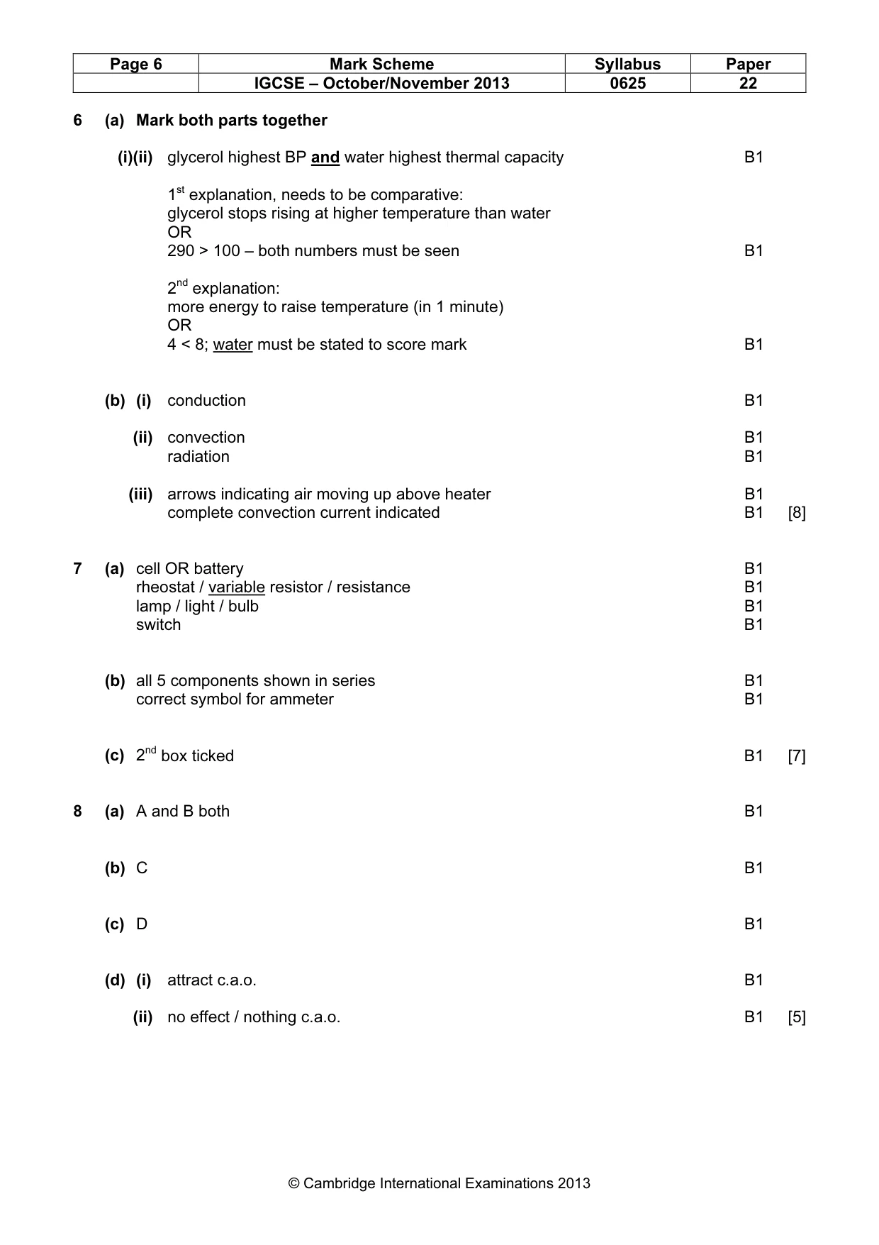 Mark scheme, page 6 of 8