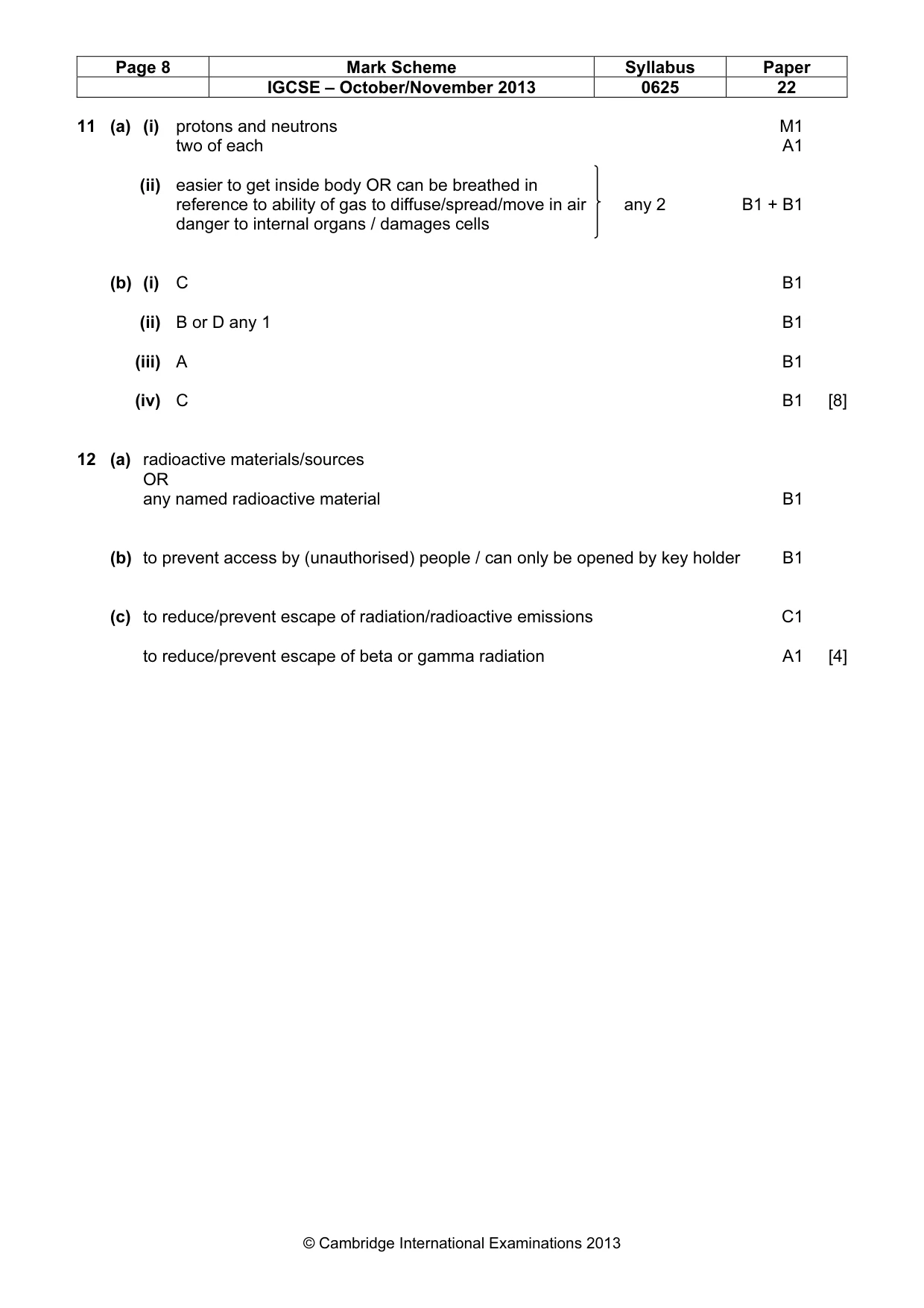 Mark scheme, page 8 of 8