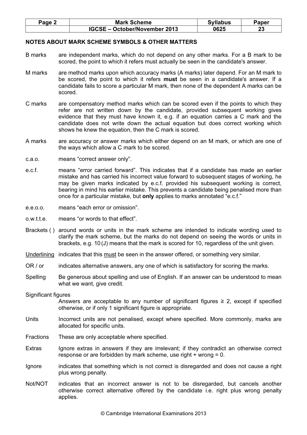 Mark scheme, page 2 of 7