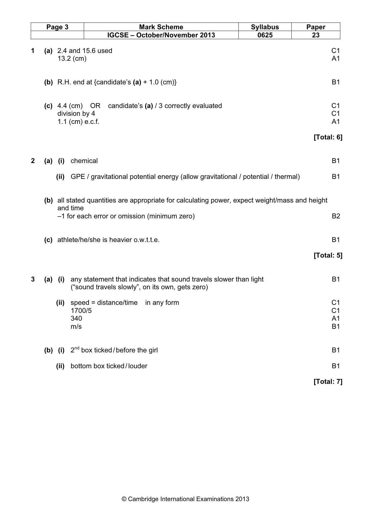 Mark scheme, page 3 of 7