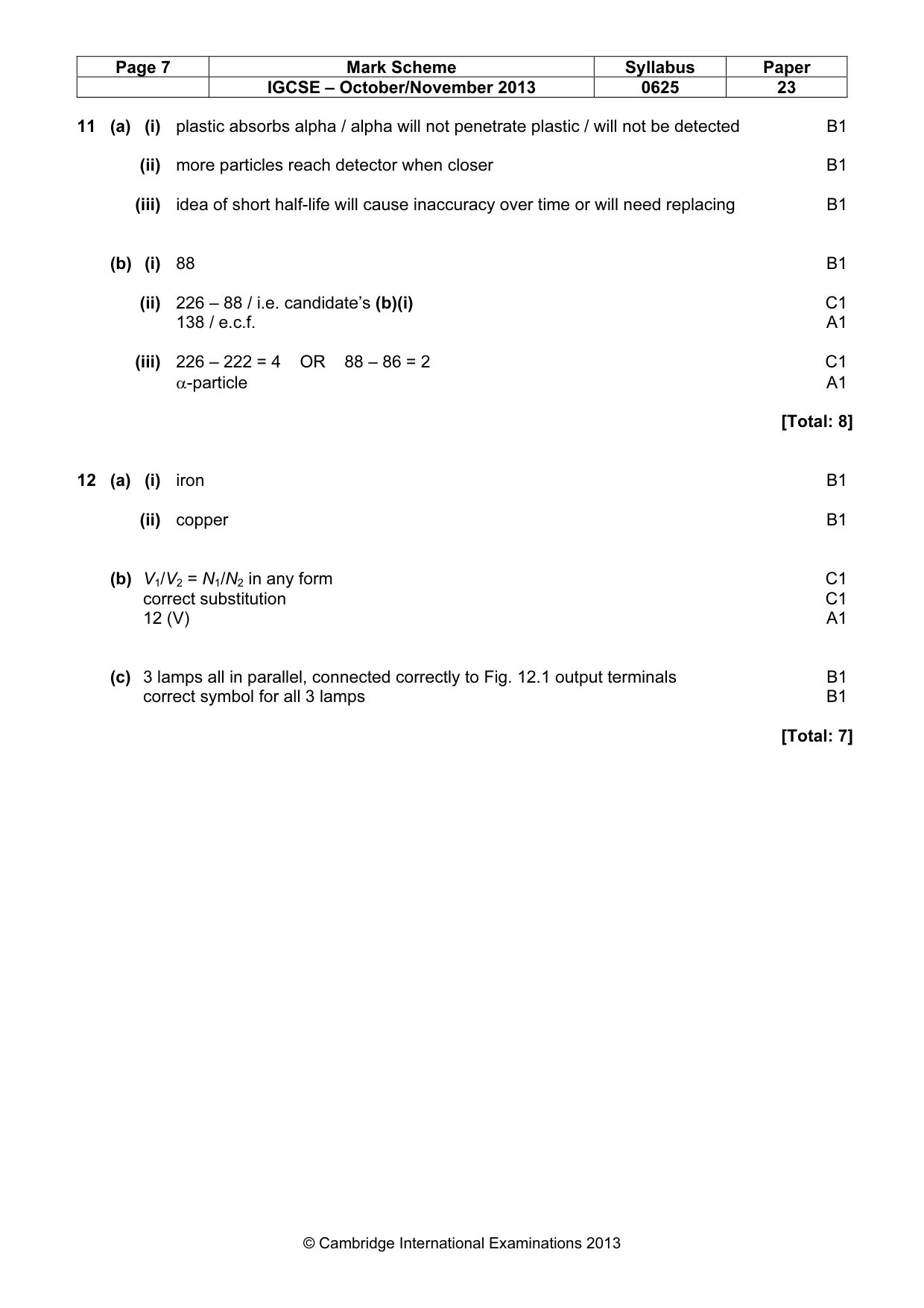 Mark scheme, page 7 of 7