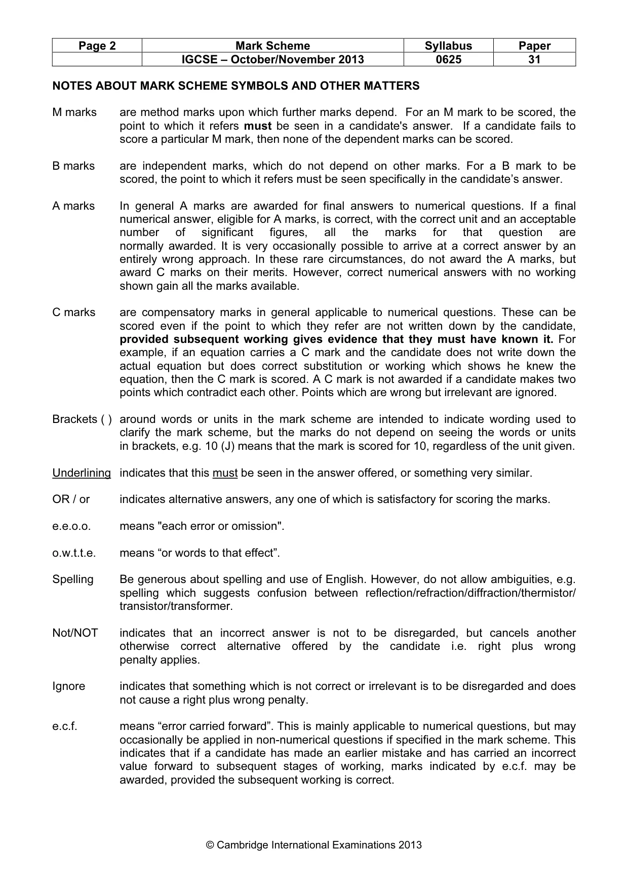 Mark scheme, page 2 of 7