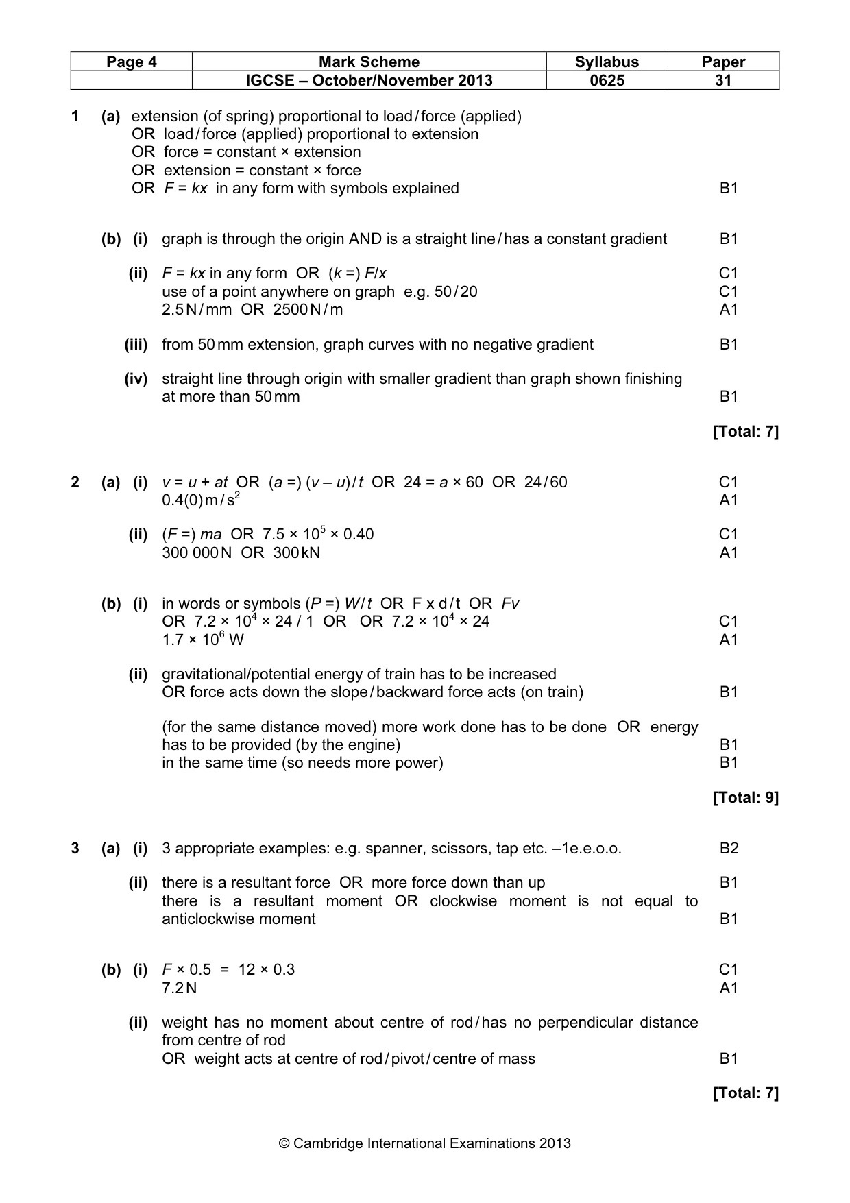 Mark scheme, page 4 of 7
