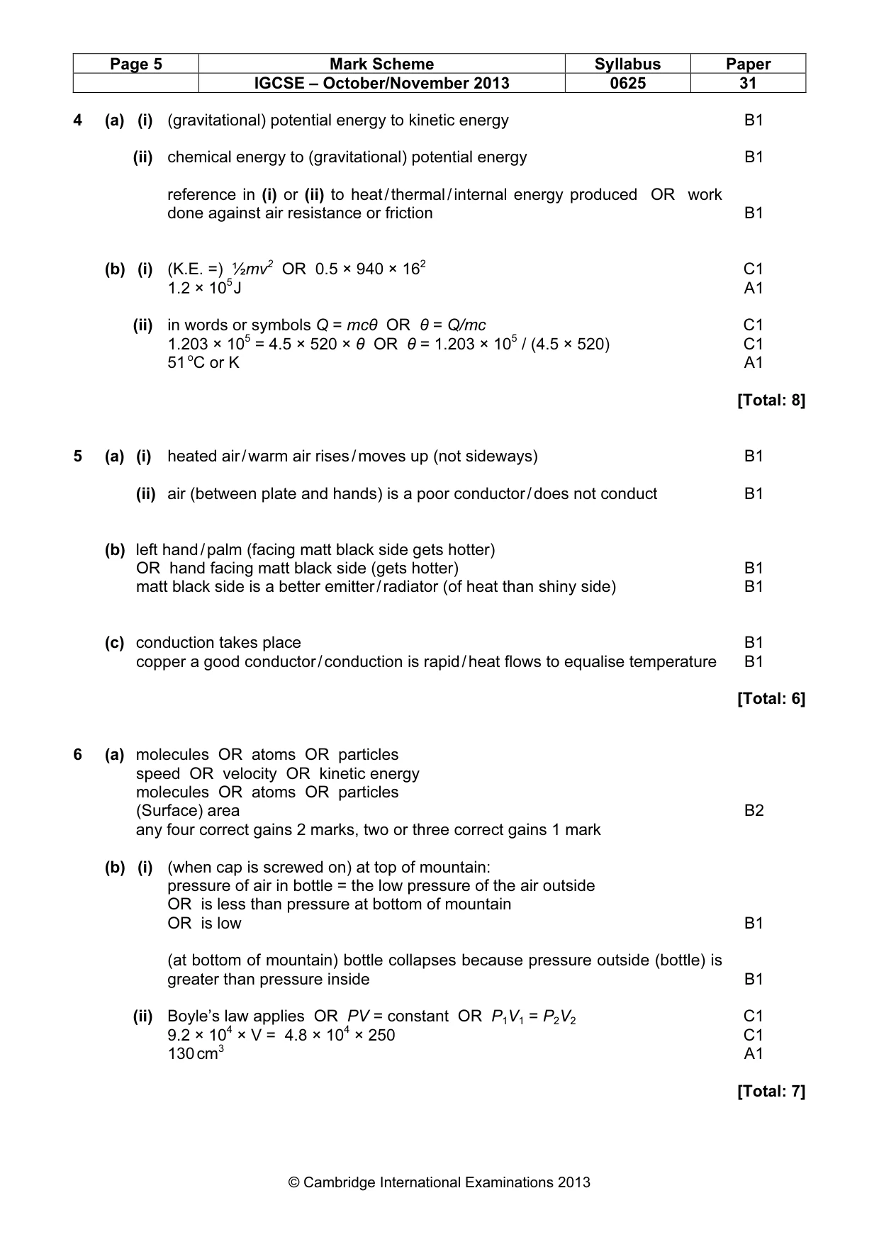 Mark scheme, page 5 of 7