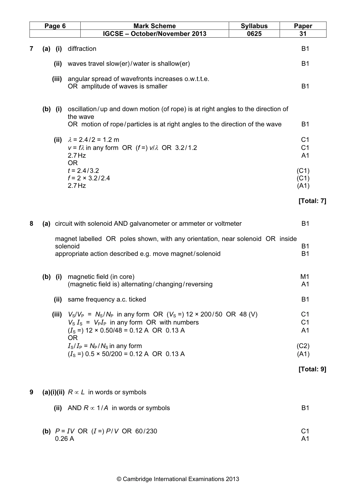 Mark scheme, page 6 of 7