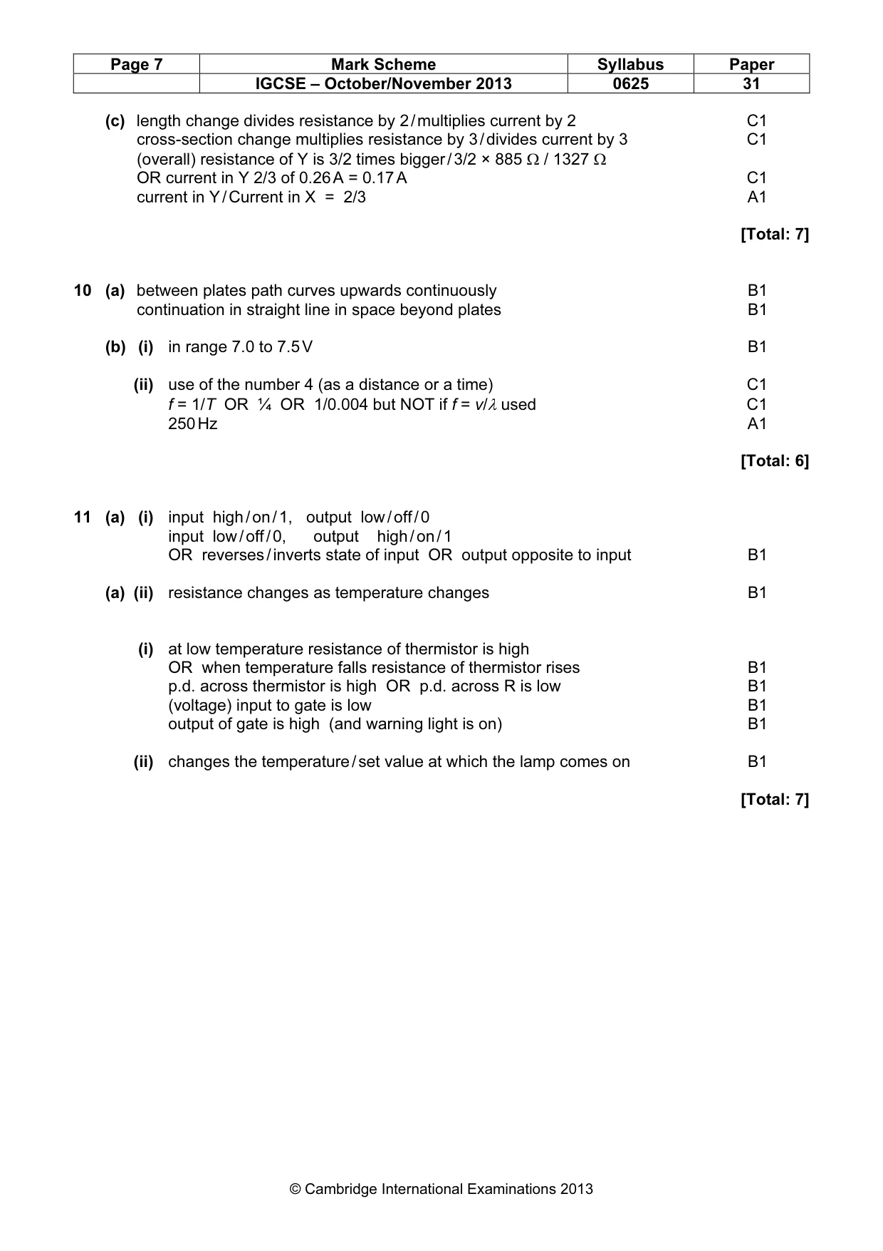 Mark scheme, page 7 of 7
