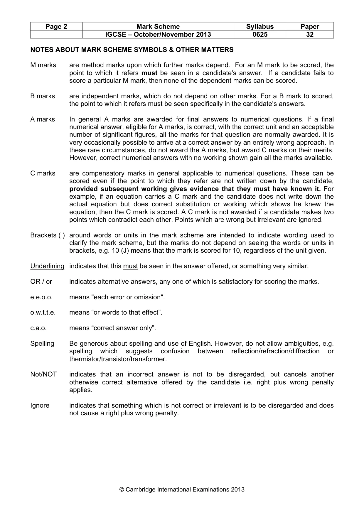 Mark scheme, page 2 of 8
