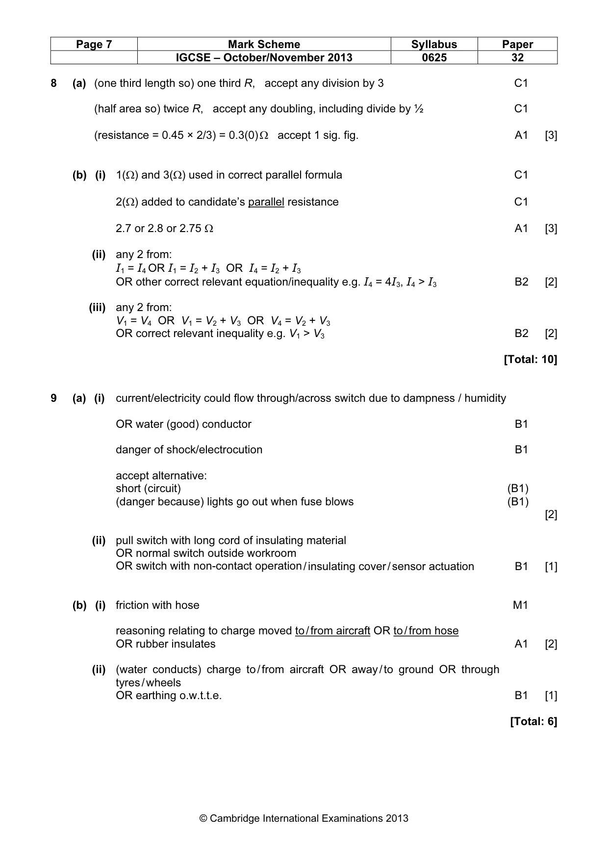 Mark scheme, page 7 of 8