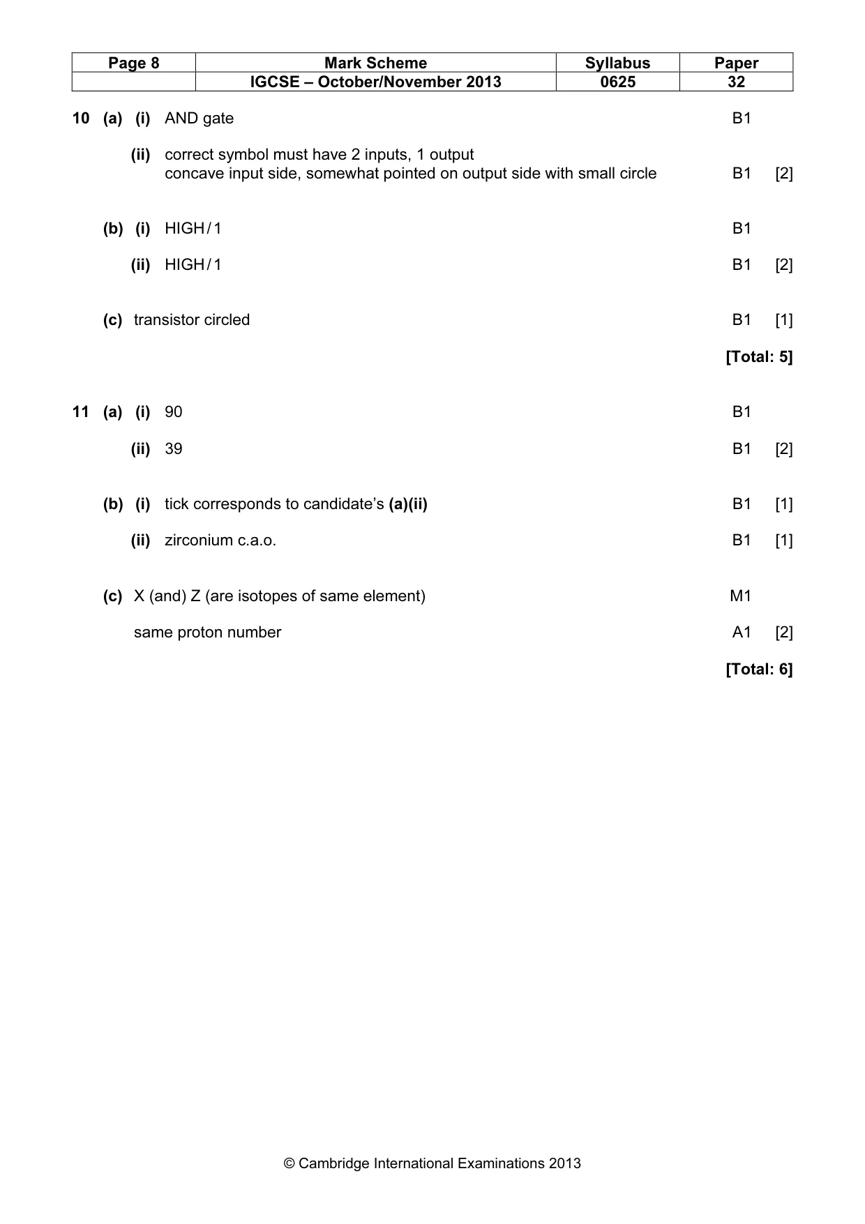 Mark scheme, page 8 of 8