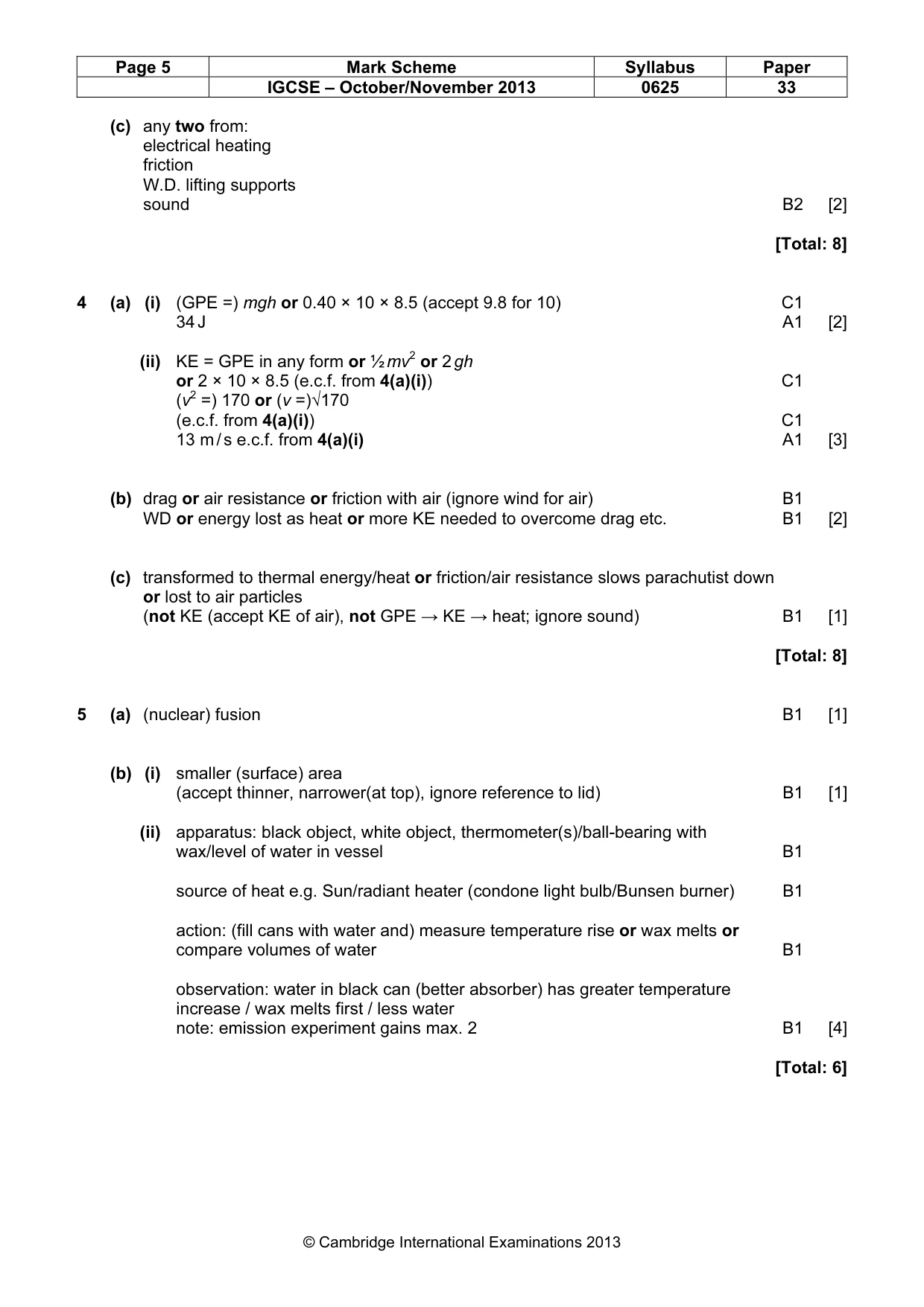 Mark scheme, page 5 of 7