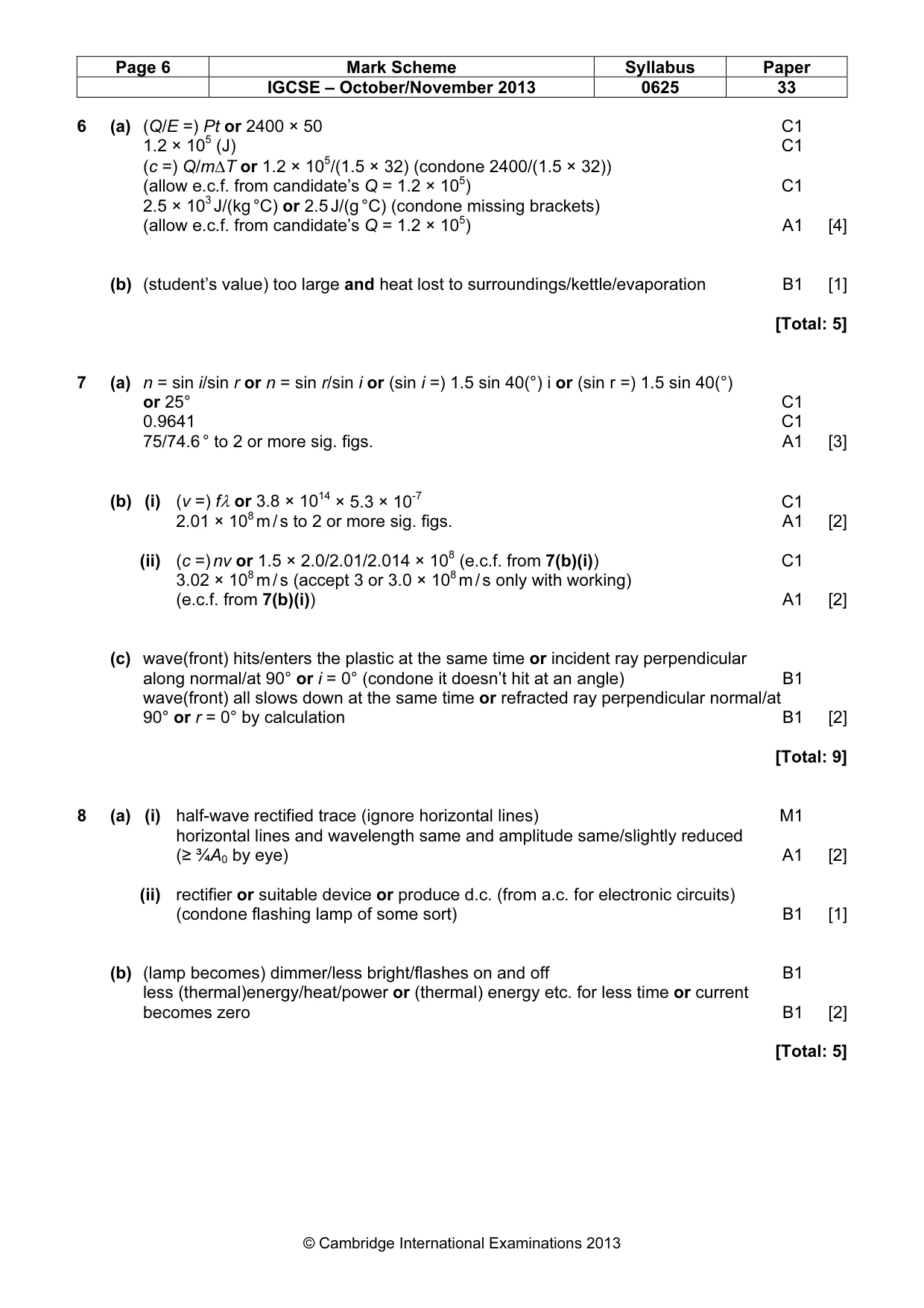 Mark scheme, page 6 of 7