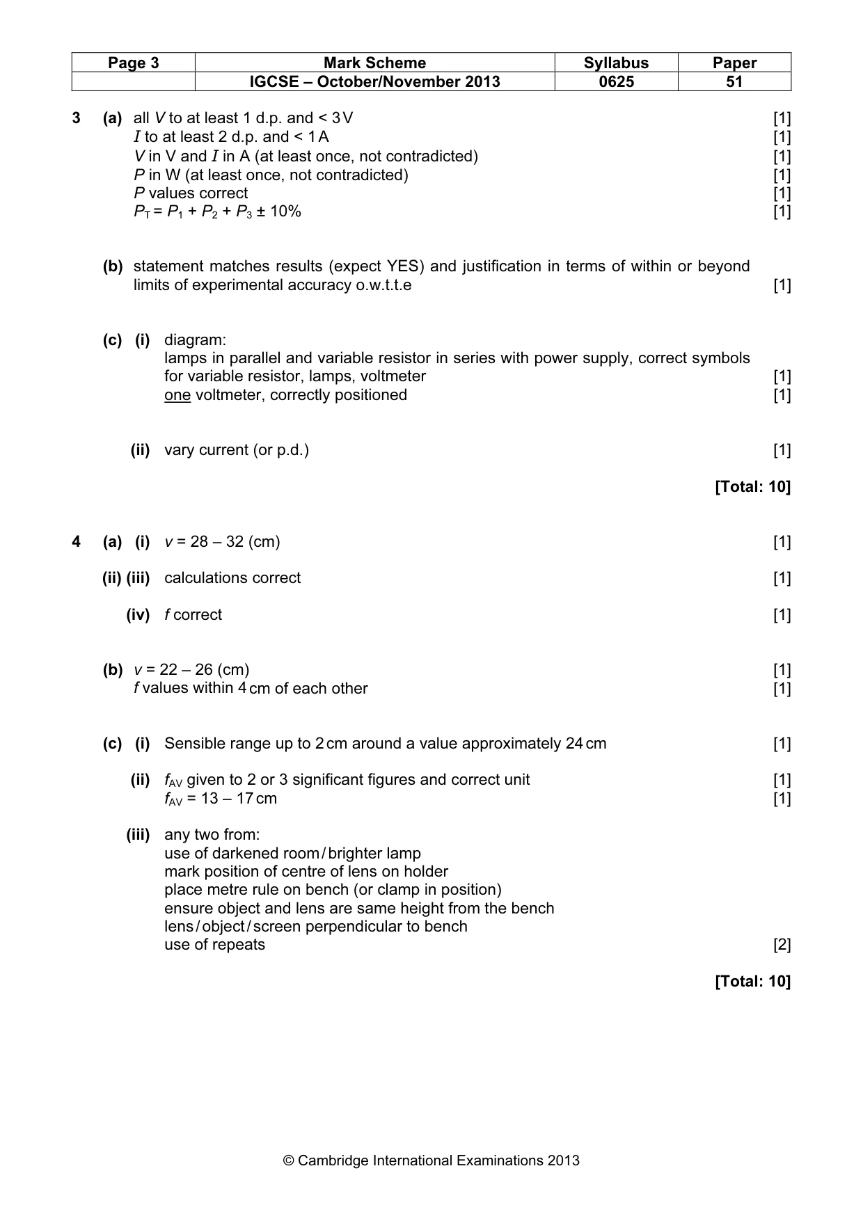 Mark scheme, page 3 of 3