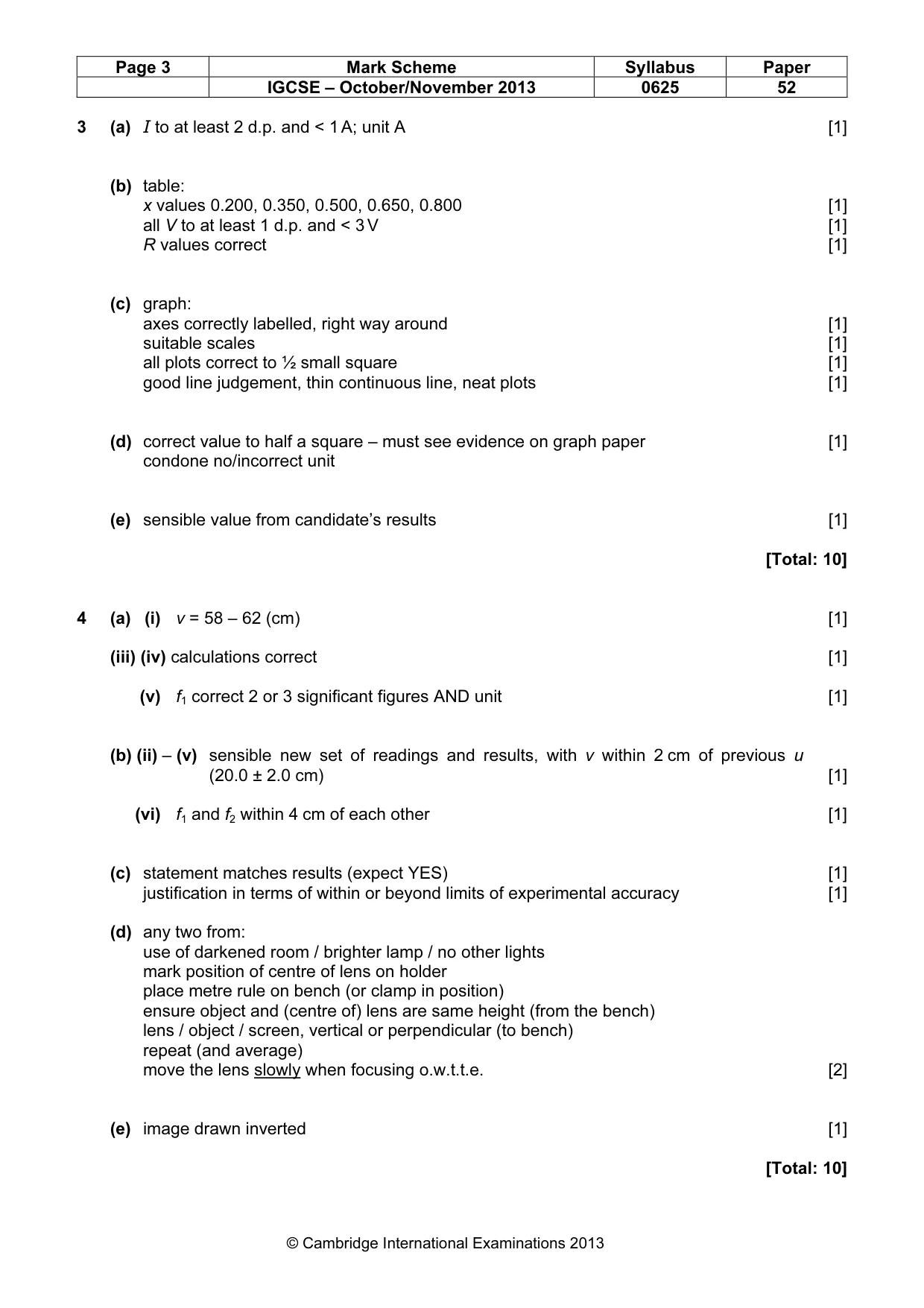 Mark scheme, page 3 of 3
