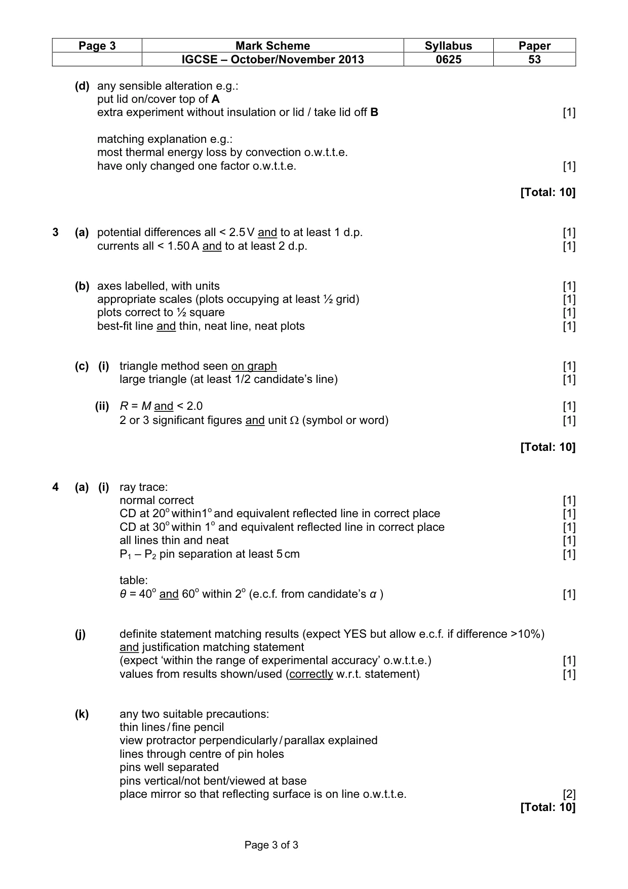 Mark scheme, page 3 of 3